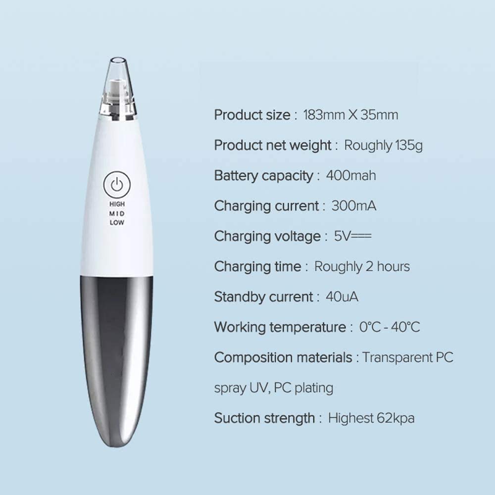 Electric Blackhead & Whitehead Remover Vacuum - Rechargeable Pore Cleaner for Acne Prone Skin - Facial Suction Kit for Women & Men - Perfect for Daily Skincare & Spa Treatments