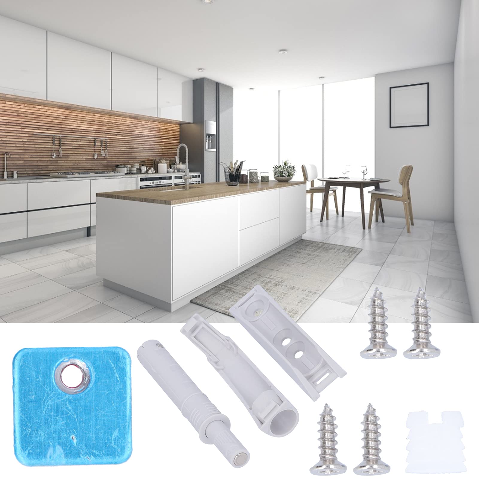 Restokki 4-Pack Push Open Door Latches - Soft Close Cabinet Damper for Closet, Wardrobe & Cupboard - Smooth Silent Rebound Device (Ideal for Home, Office & Kitchen Storage)
