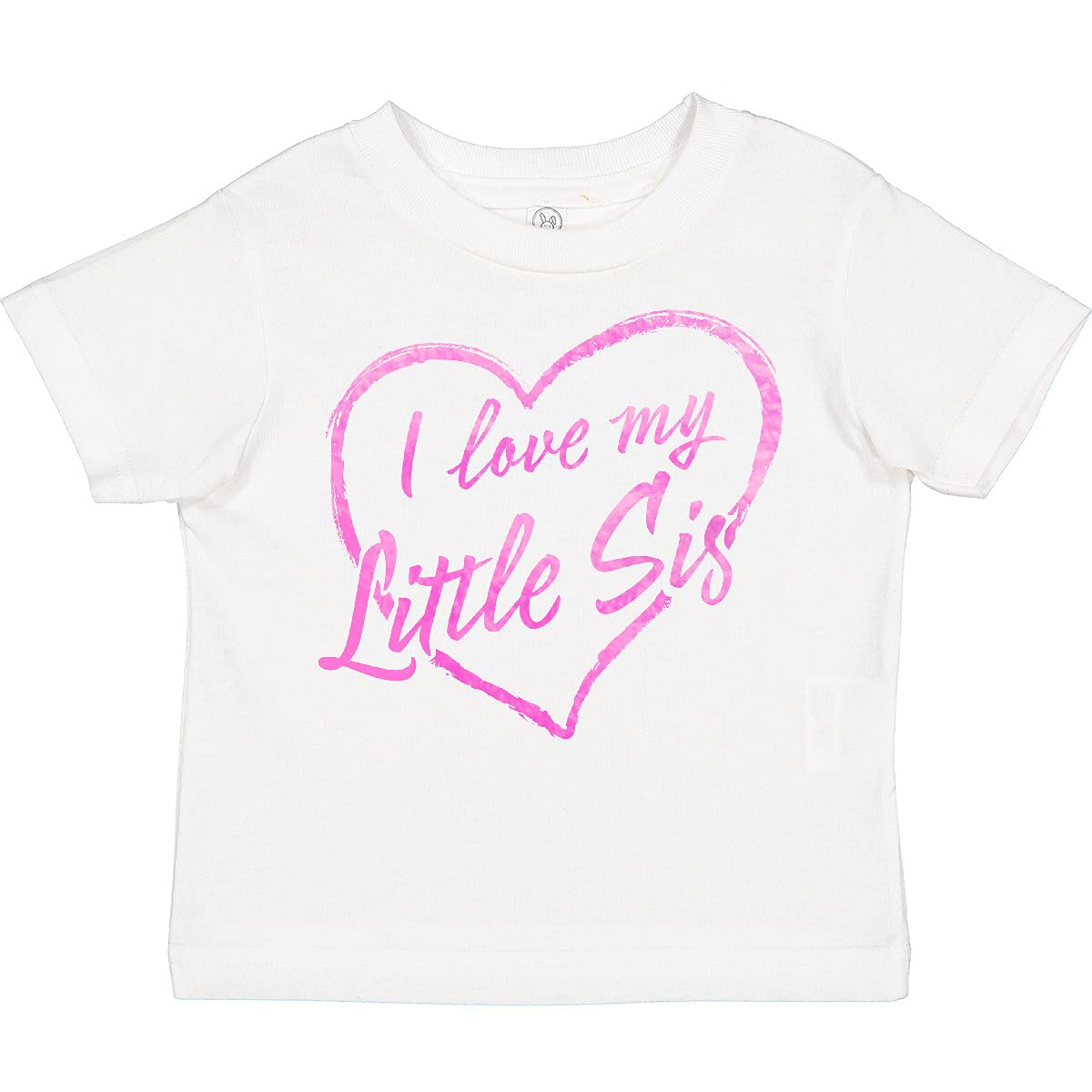 Inktastic I Love My Little Sister Pink Chalk Heart Toddler T-Shirt | Cute Sibling Outfit for Toddlers & Kids | Perfect for Family Photos, Birthdays & Matching Sister Shirts