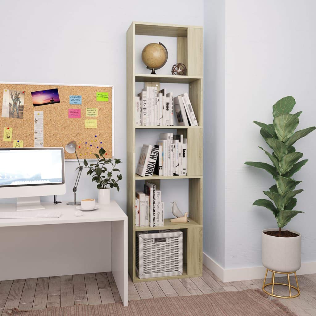 5-Tier Modern S-Shaped Bookcase - Freestanding Bookshelf with Open Shelves, 17.7