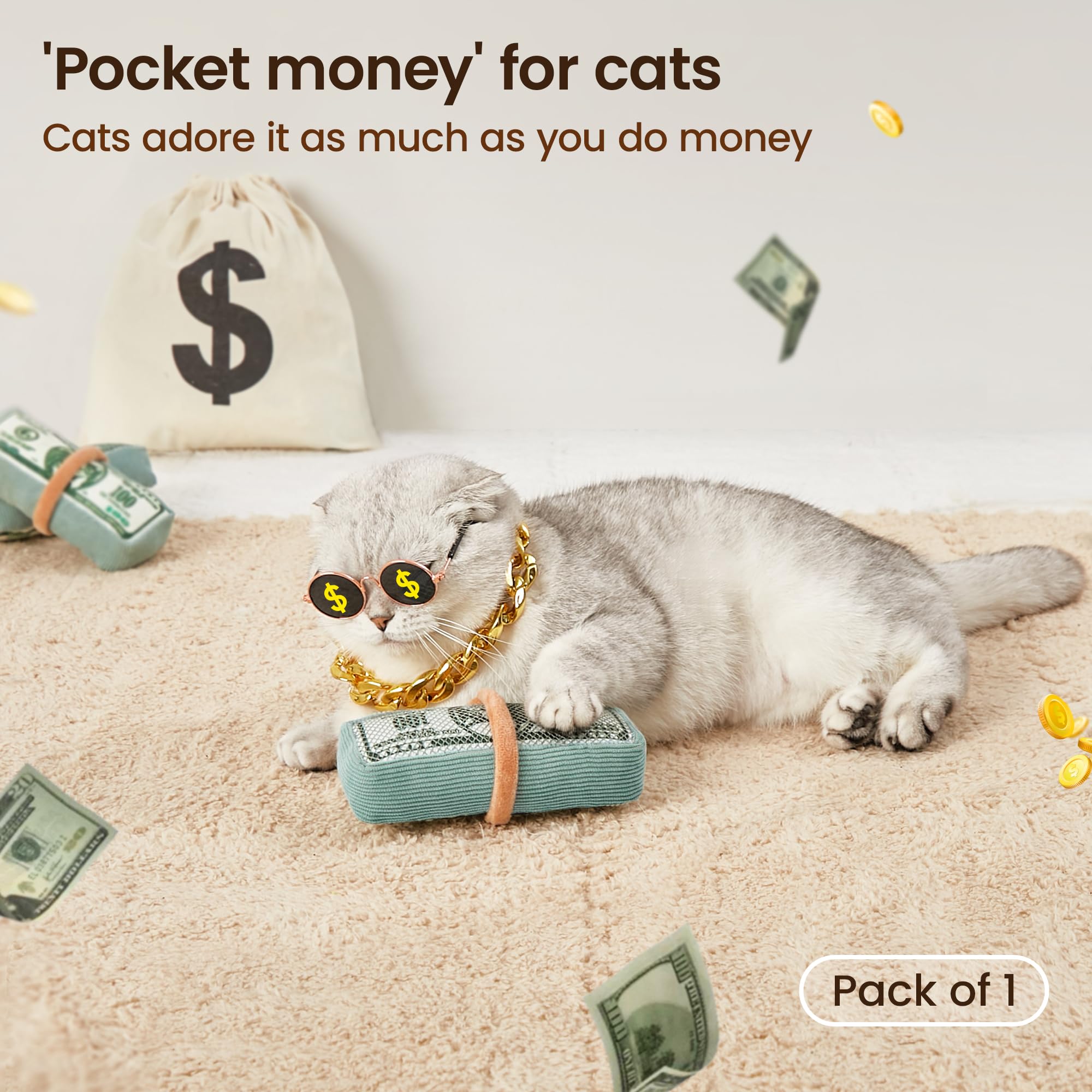 Potaroma Cat Toys with Catnip - Crinkly Sound Interactive Kicker Toy for Indoor Kittens, 6-Inch Mesh Fabric Teeth Cleaning Exercise Toy for All Cat Breeds - Perfect for Playtime & Dental Health