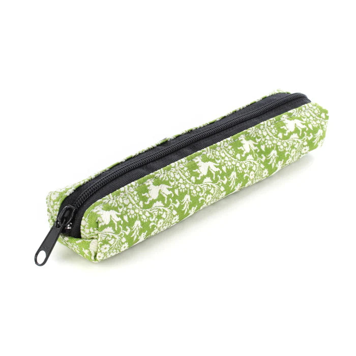 Japanese Nishijin Woven Pencil Case - Kyoto Traditional Floral & Dog Design - Handcrafted in Japan | Perfect for School, Office & Art Supplies Organization