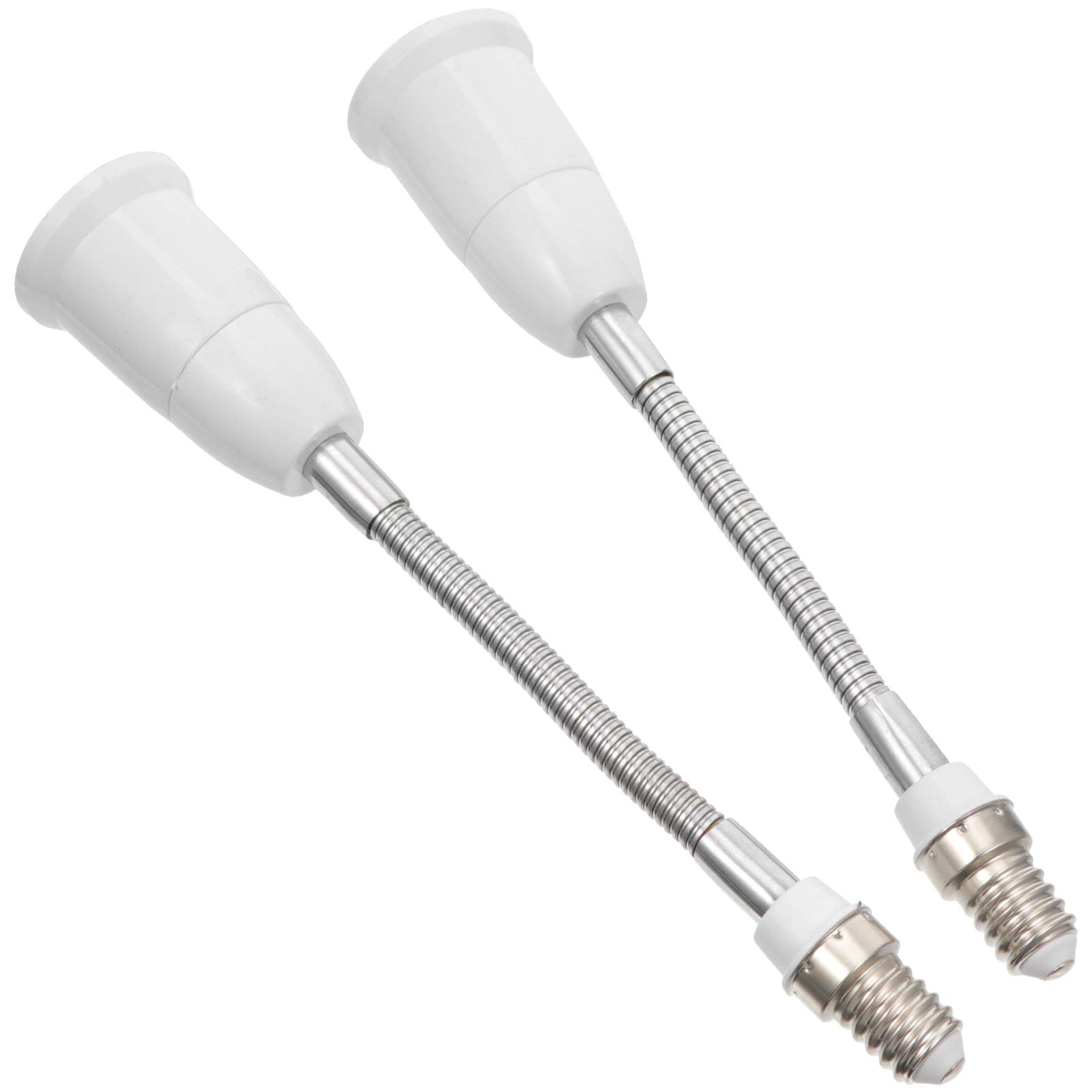 2 Pcs E14 to E27 Lamp Holder Extender - Light Socket Extension Adapter, Screw Socket Converter, Universal Bendable Lamp Holder for Home, Office & Workshop Lighting