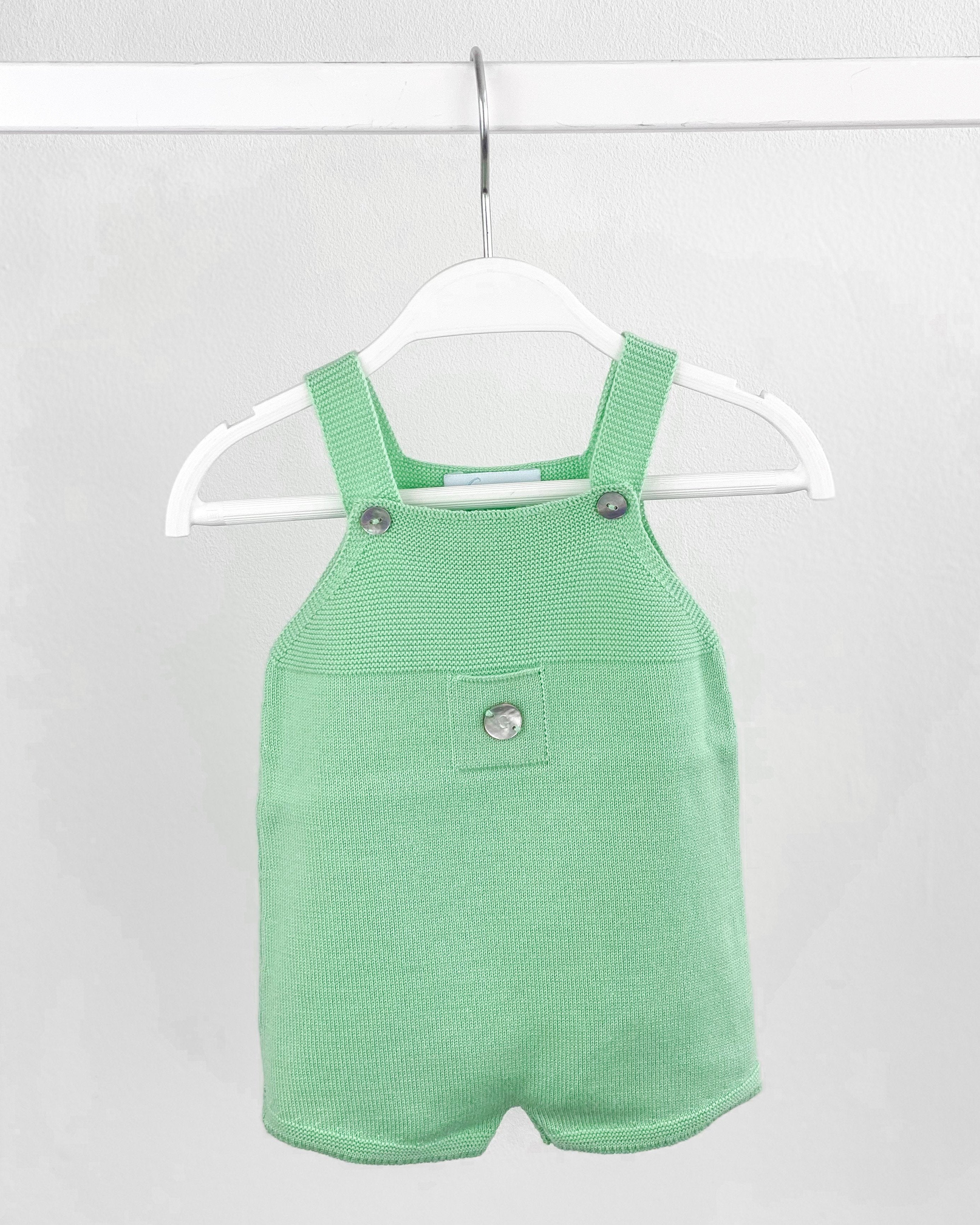 Classic Short Knitted Dungarees for Women - Soft Stretchy Apple Green Overalls - Perfect for Casual Outings, Spring Fashion & Layering Looks
