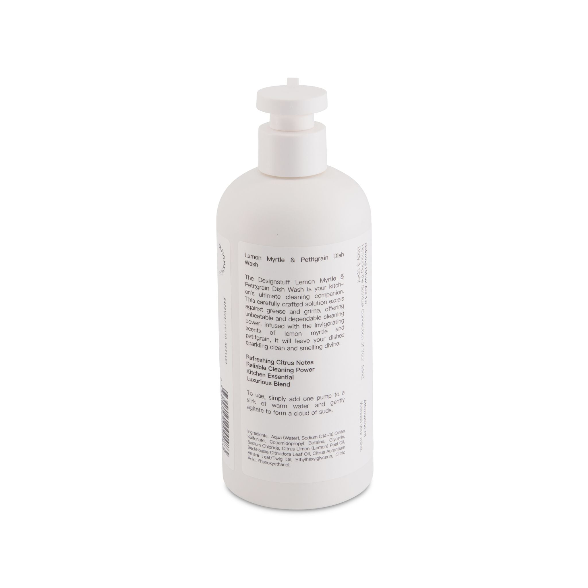 DESIGNSTUFF Saebe Dish Wash Liquid - Lemon Myrtle & Petitgrain Scent, 500ml | Natural Dish Soap for Hand Washing | Gentle on Skin, Cuts Grease Fast | Perfect for Kitchen, Camping & Travel