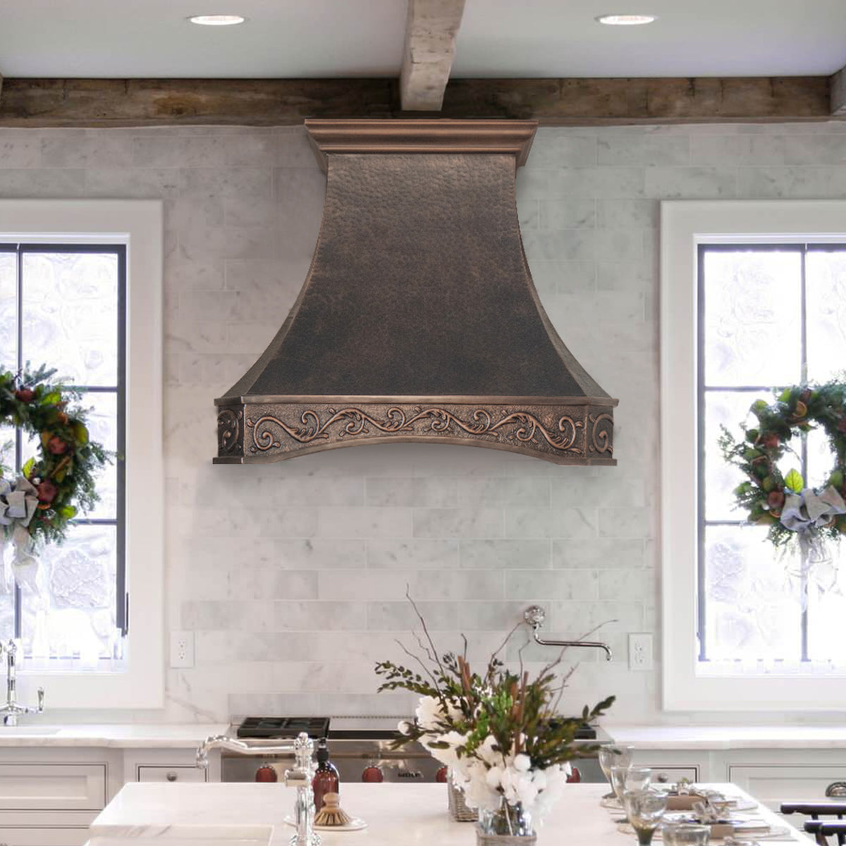 RHM Custom Copper Arch Range Hood - Premium Kitchen Ventilation for Andrea - Perfect for Modern & Traditional Kitchens, Restaurants & Open-Concept Homes