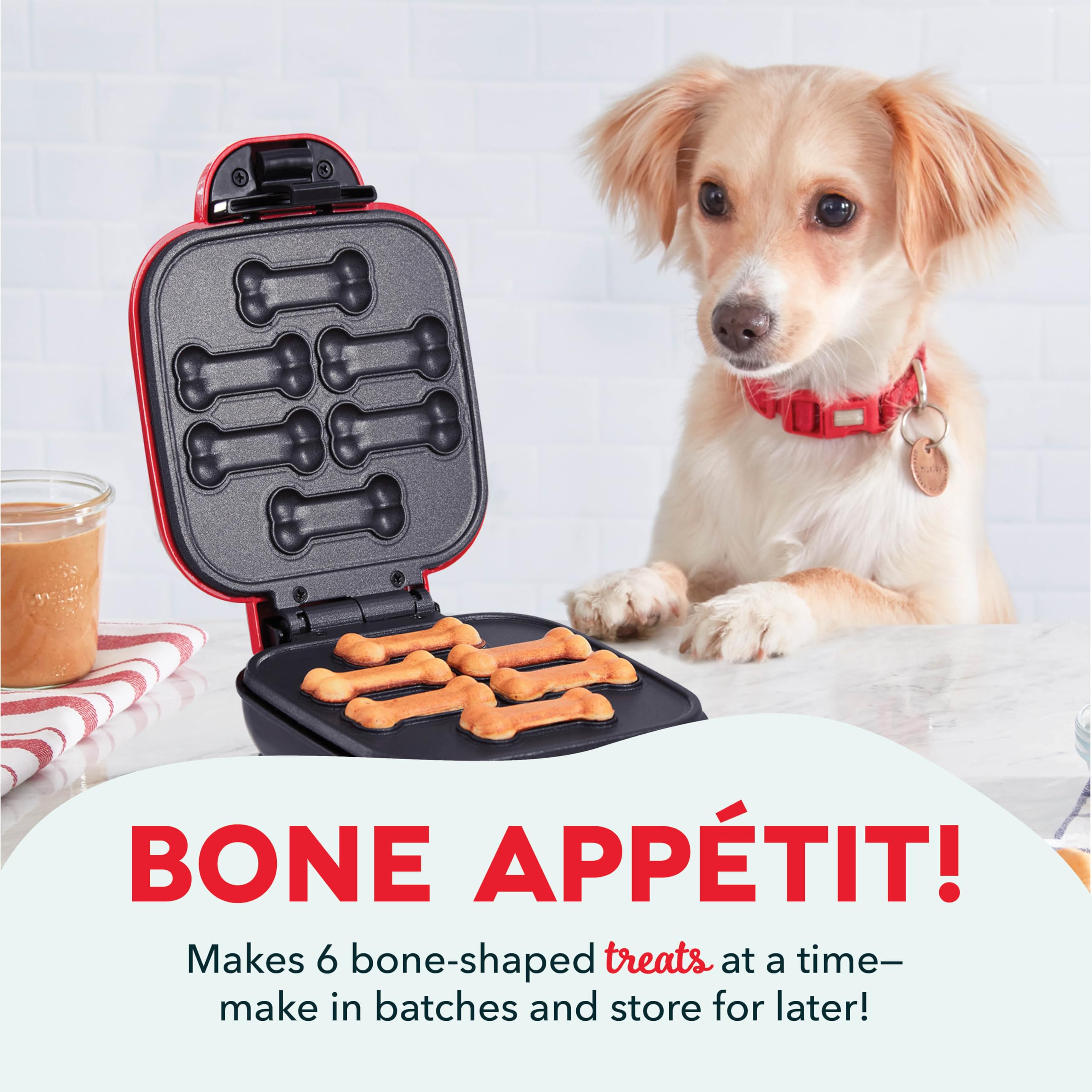 DASH Mini Dog Treat Maker for Homemade Dog Biscuits - Small Red Pet Treat Baking Machine for Healthy Snacks - Perfect for Training, Rewards & Special Occasions