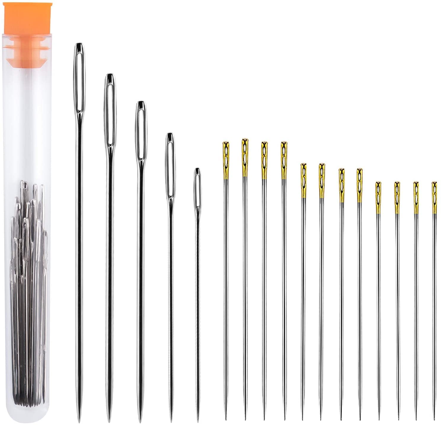 AIEX 61-Piece Sewing Needle Set - Self-Threading Needles, Hand Needles (3 Sizes) & Large-Eye Leather Needles (5 Sizes) for DIY Embroidery, Quilting, Fabric Repair & Craft Projects - Perfect for Home Tailoring, Costume Making & Upholstery Work