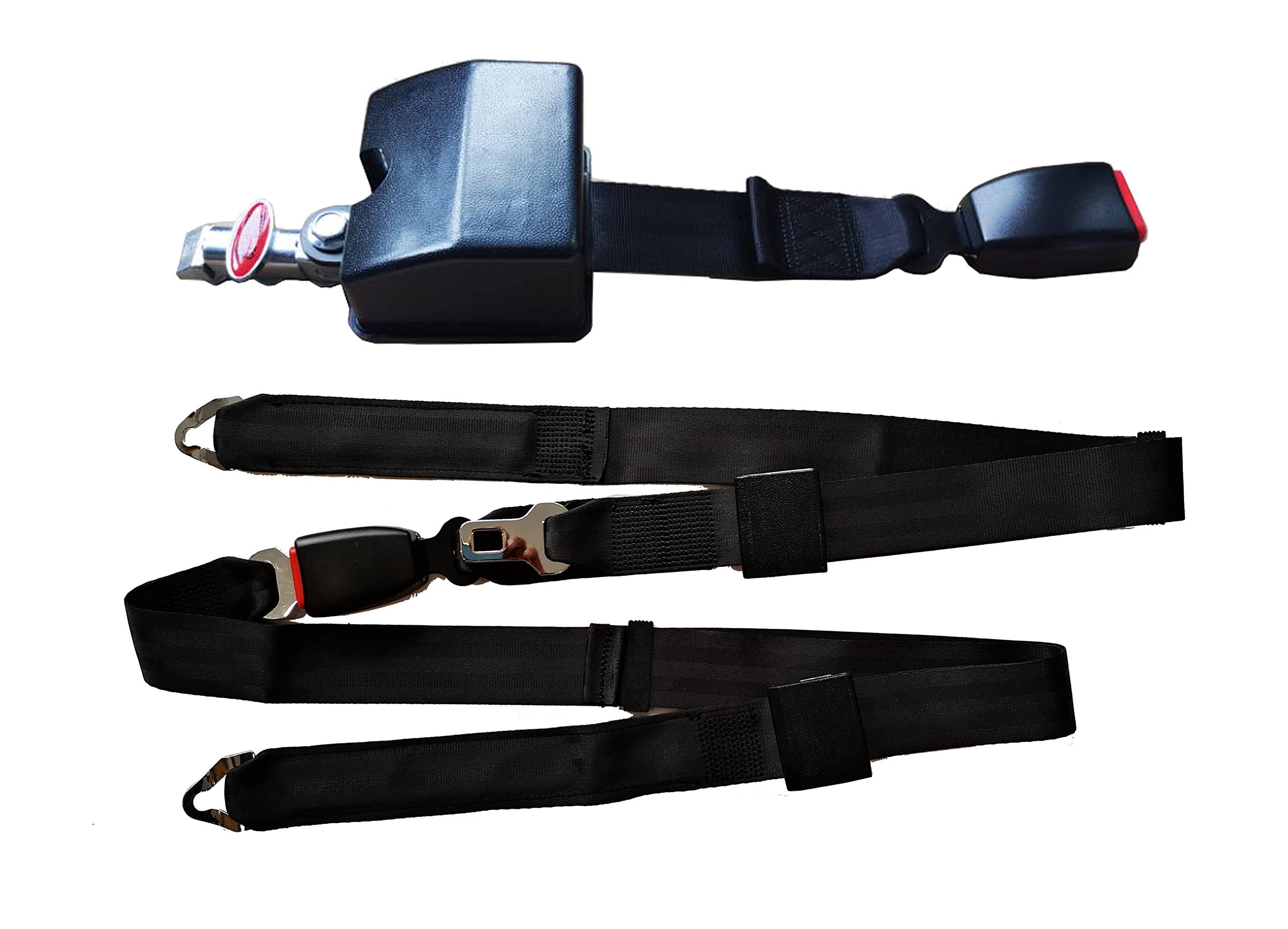 Wheelchair Tie Down System - Automatic Retractor Lap & Shoulder Belt with Male Plug Connector for L-Track | Secure Mobility Transport for Vehicles & Wheelchair Vans