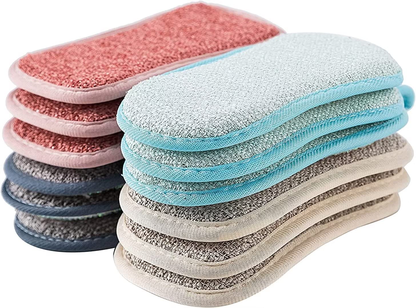 12-Pack Heavy Duty Kitchen Sponges - Double Sided Non-Scratch Microfiber Sponge for Scrubbing Dishes, Pots & Pans | Reusable & Durable for Effortless Cleaning | Perfect for Daily Kitchen Use, Dishwashing & Cookware Maintenance