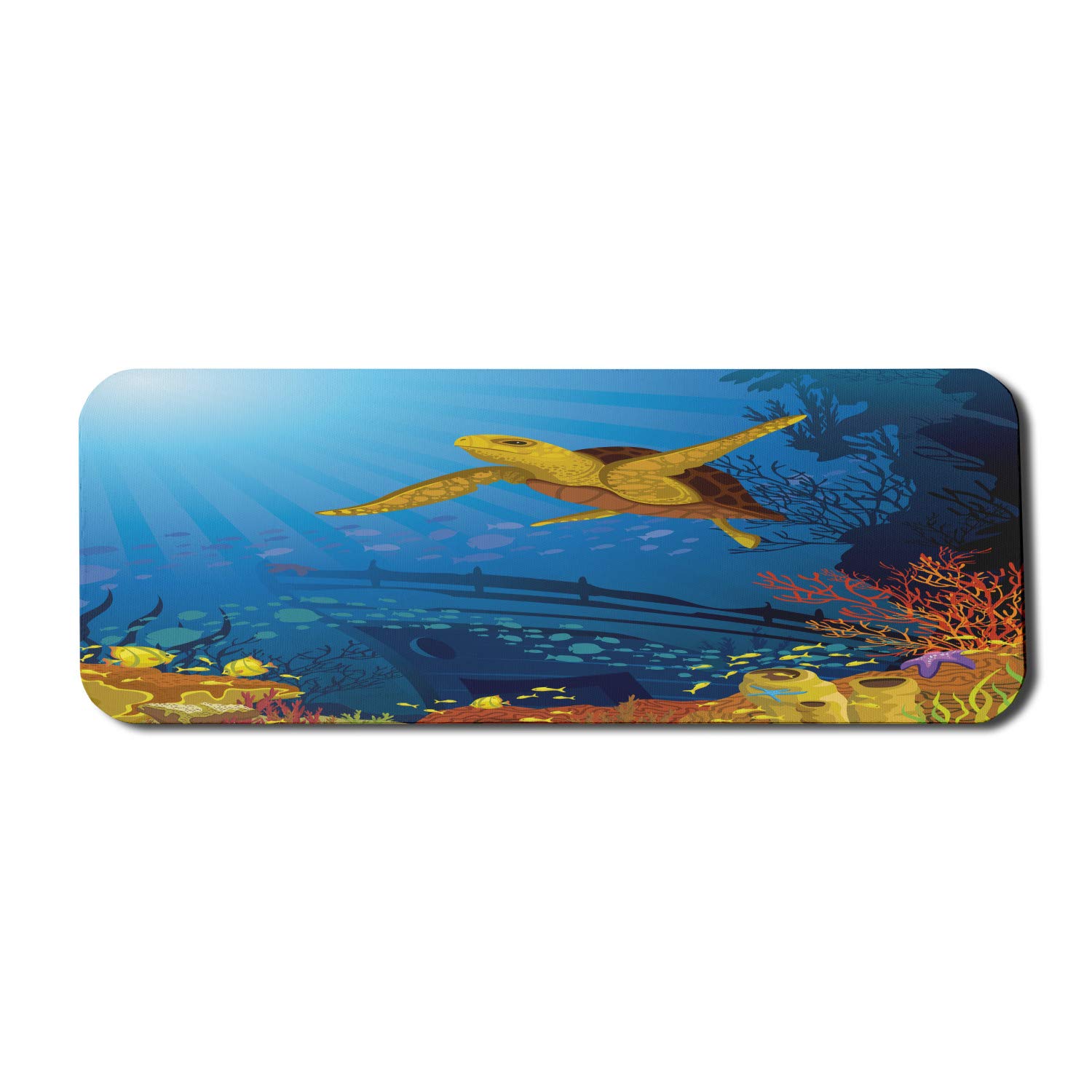Ambesonne Ocean Themed Computer Mouse Pad - Non-Slip Rubber Gaming Mousepad with Coral Reef, Fish & Turtle Underwater Design, Large 31