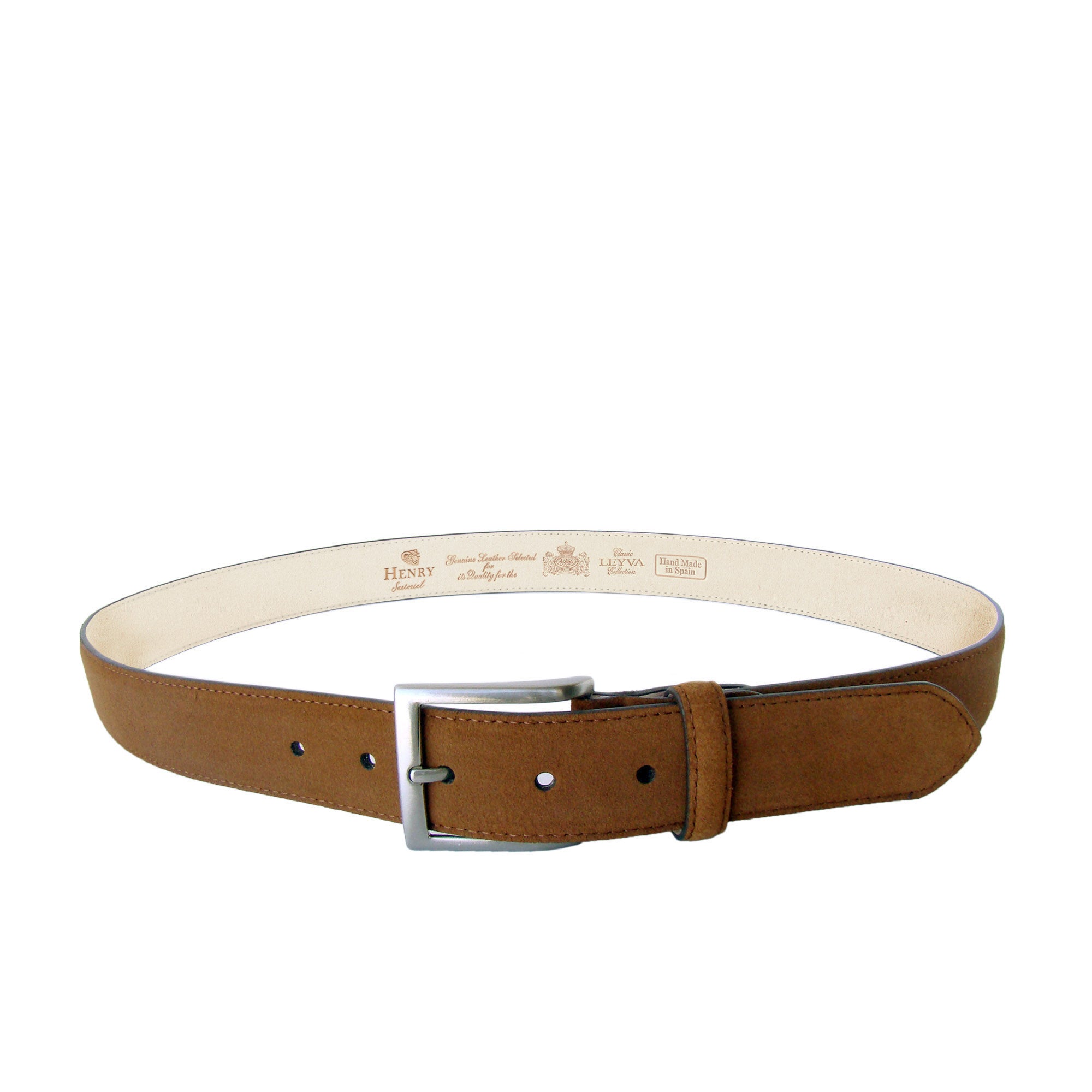 Premium HENRY SARTORIAL x LEYVA Genuine Suede Leather Belt in Tan - Stylish & Durable Fashion Accessory for Men | Perfect for Casual Wear, Office & Formal Occasions