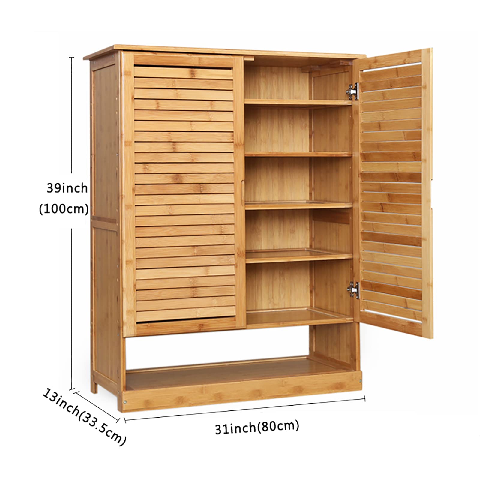 Bamboo Shoe Storage Cabinet with Doors - Rustic Entryway Shoe Organizer for Home & Office | Space-Saving Shoe Rack for Hallway, Closet & Mudroom Organization