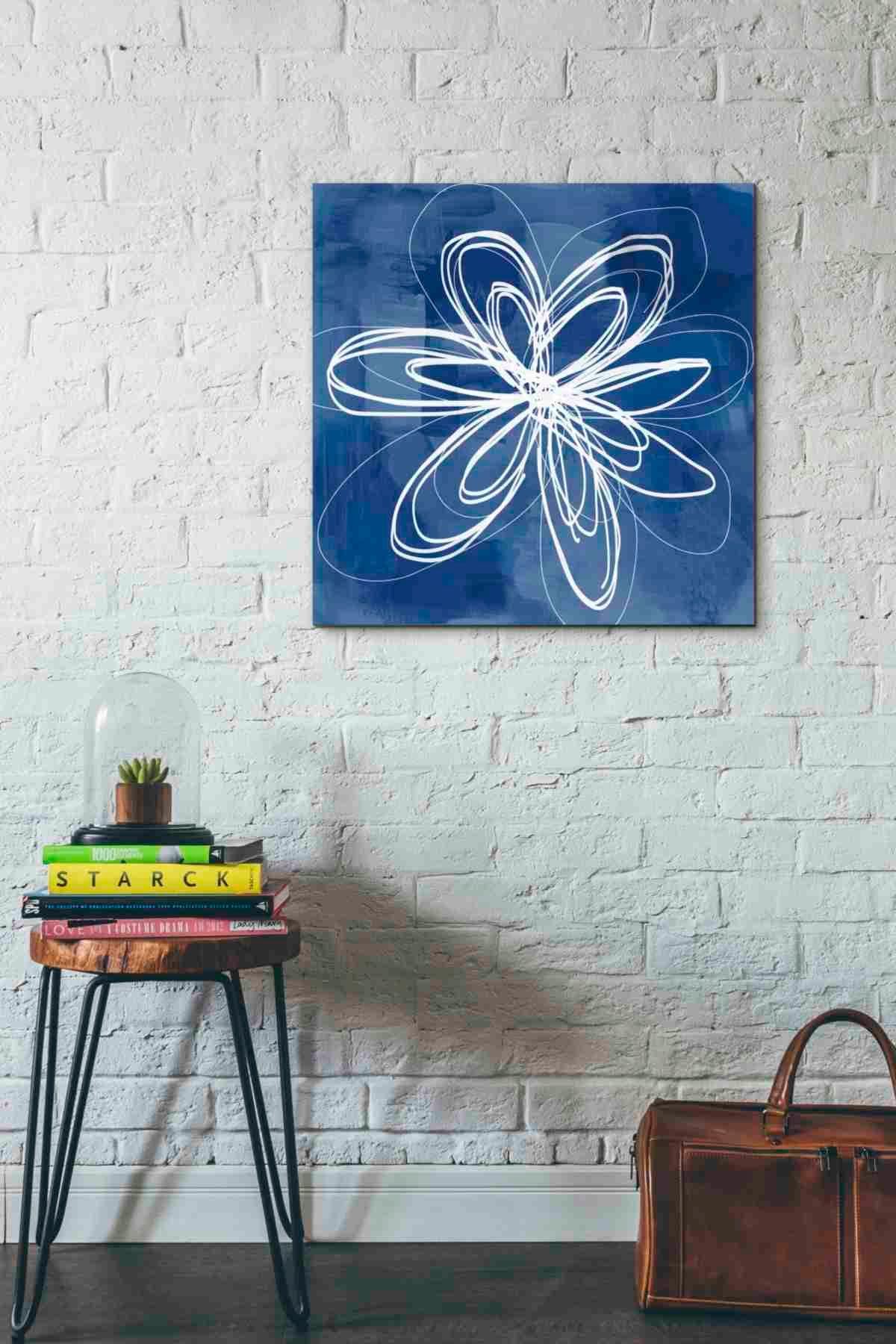 Painted Sky Flower by Linda Woods - 26x26 Inch Modern Canvas Wall Art for Living Room, Bedroom & Office Decor