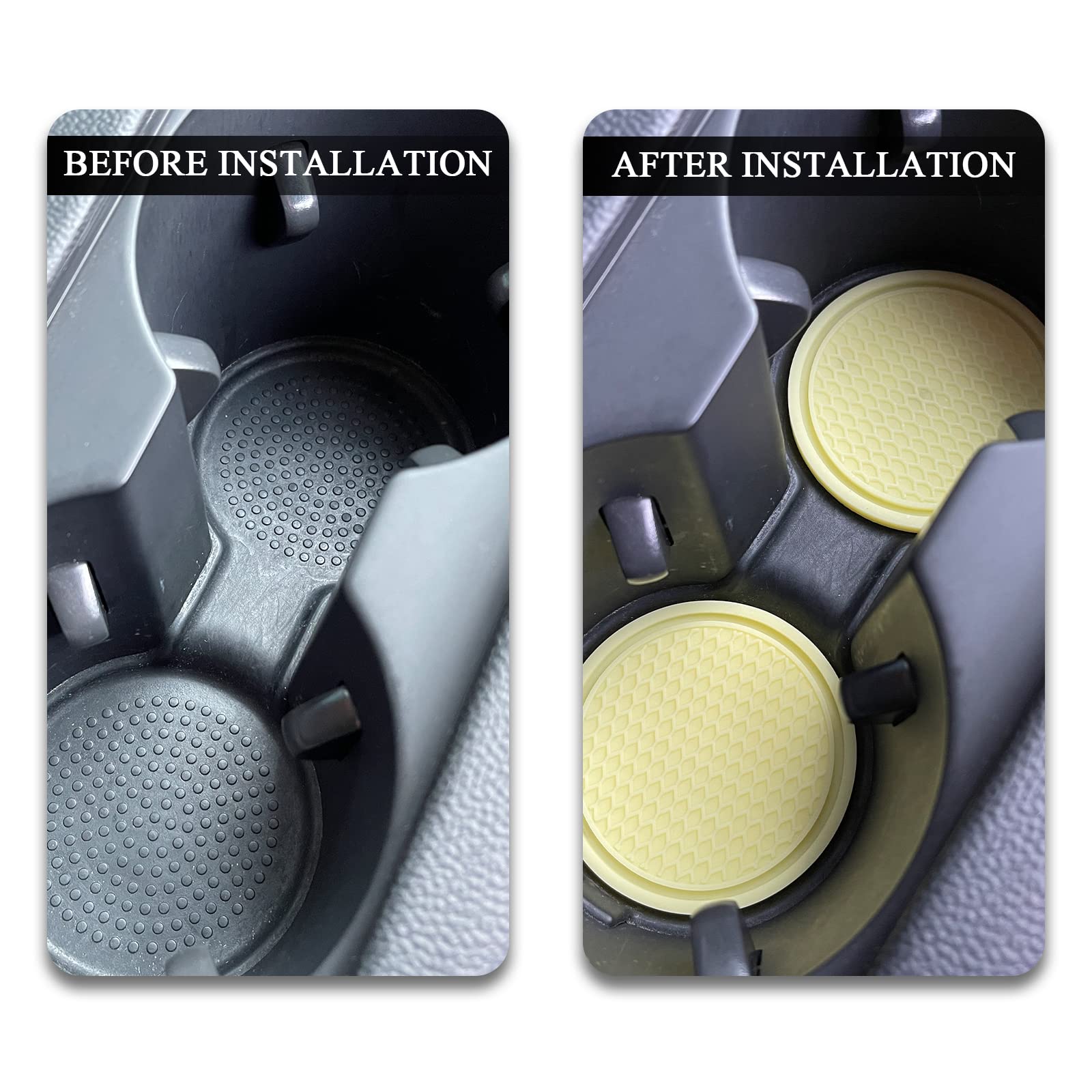 4PCS Silicone Honeycomb Car Cup Holder Coasters - Non-Slip Auto Accessories for Most Vehicles (Yellow) | Perfect for Coffee, Drinks & Preventing Spills in Cars, SUVs & Trucks