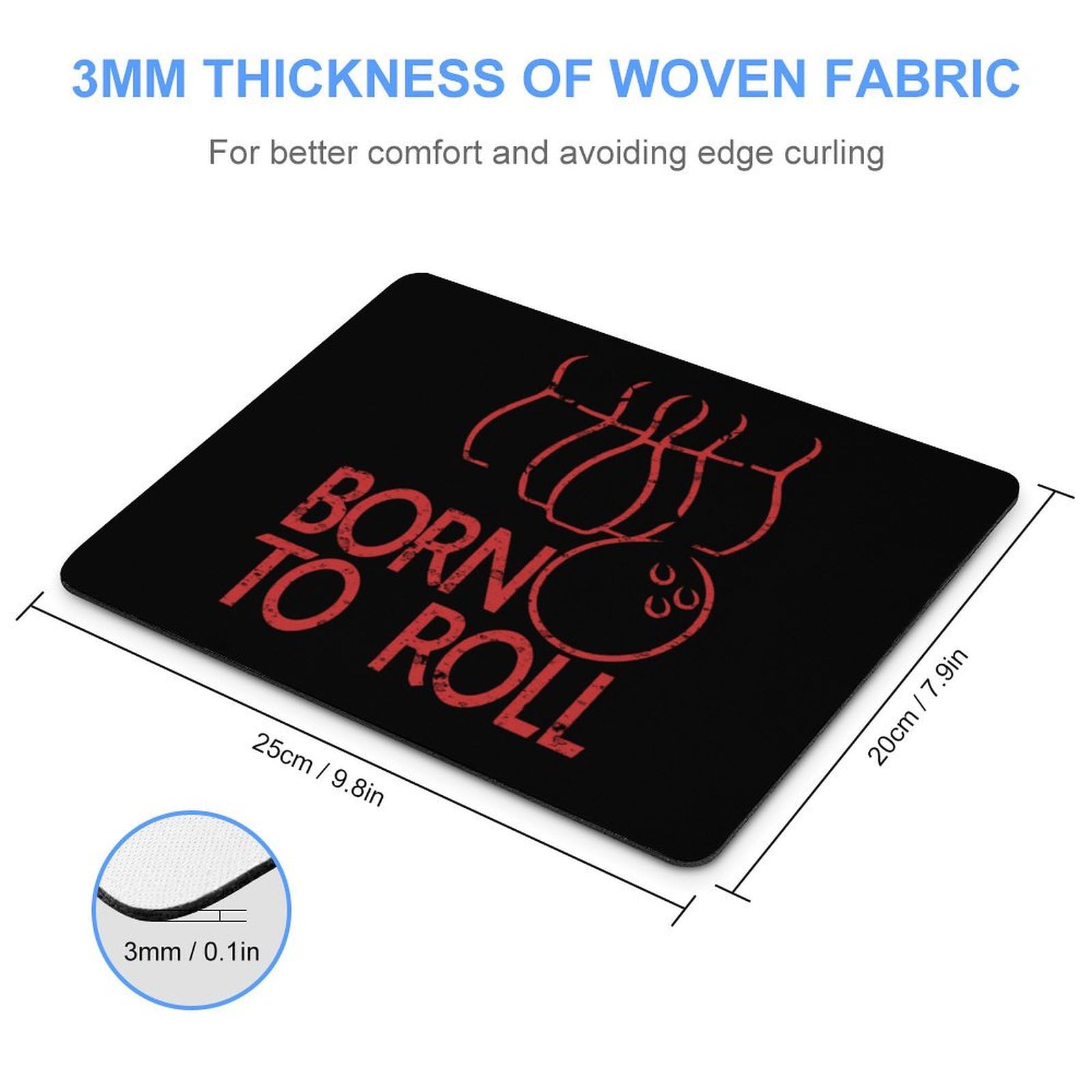 Bowling Bron Printed Non-Slip Square Mouse Pad - Durable Computer Mouse Mat for Laptop, Home, Office, and Gaming Setups
