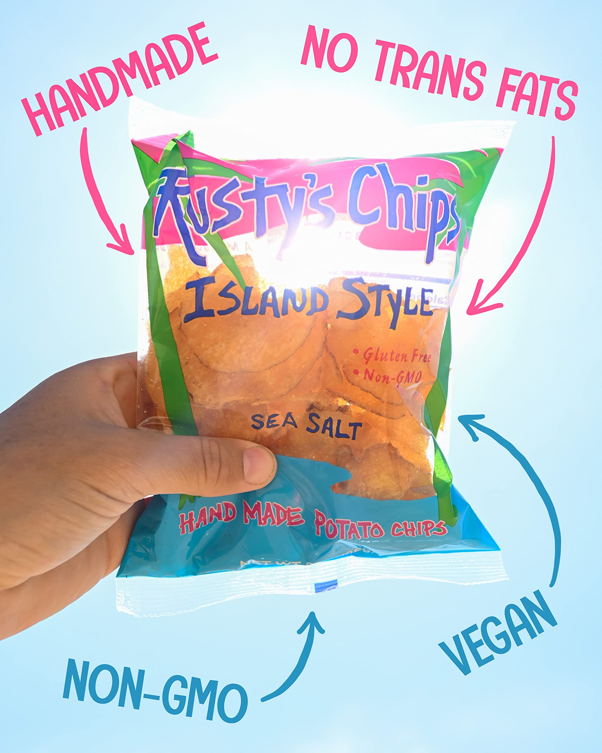 Rusty's Crunchy Gluten-Free Chips - Healthy Vegan Snacks, Non-GMO, No Preservatives - Perfect for Lunchboxes, Road Trips & Office Snacking