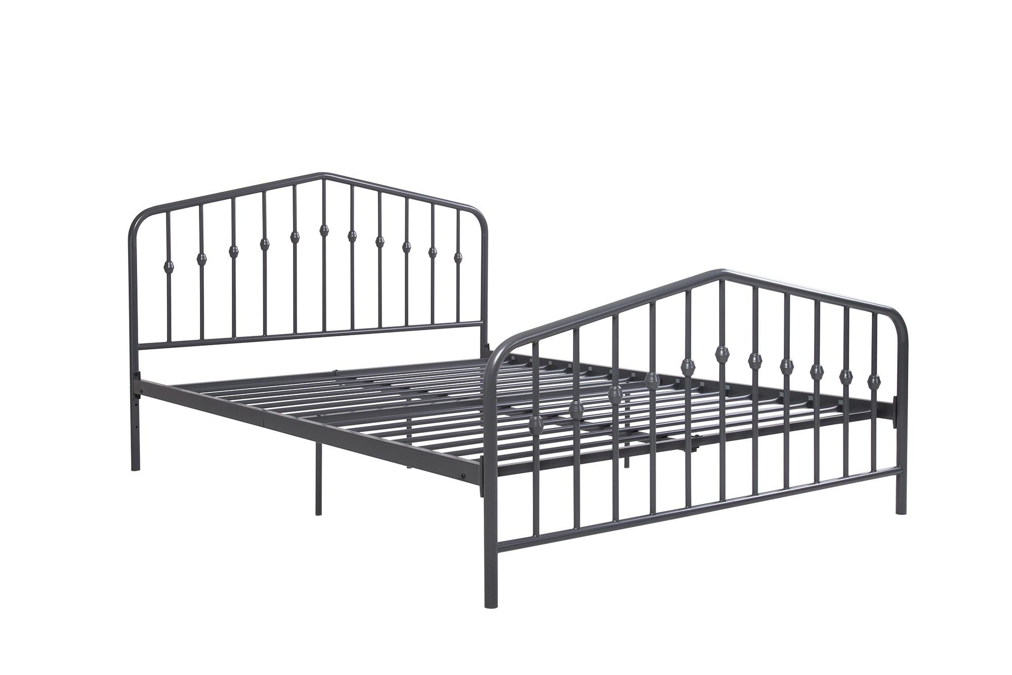 Novogratz Bushwick Metal Bed Frame with Headboard & Footboard - Modern Industrial Queen Size Bed in Grey | Perfect for Small Apartments & Contemporary Bedrooms