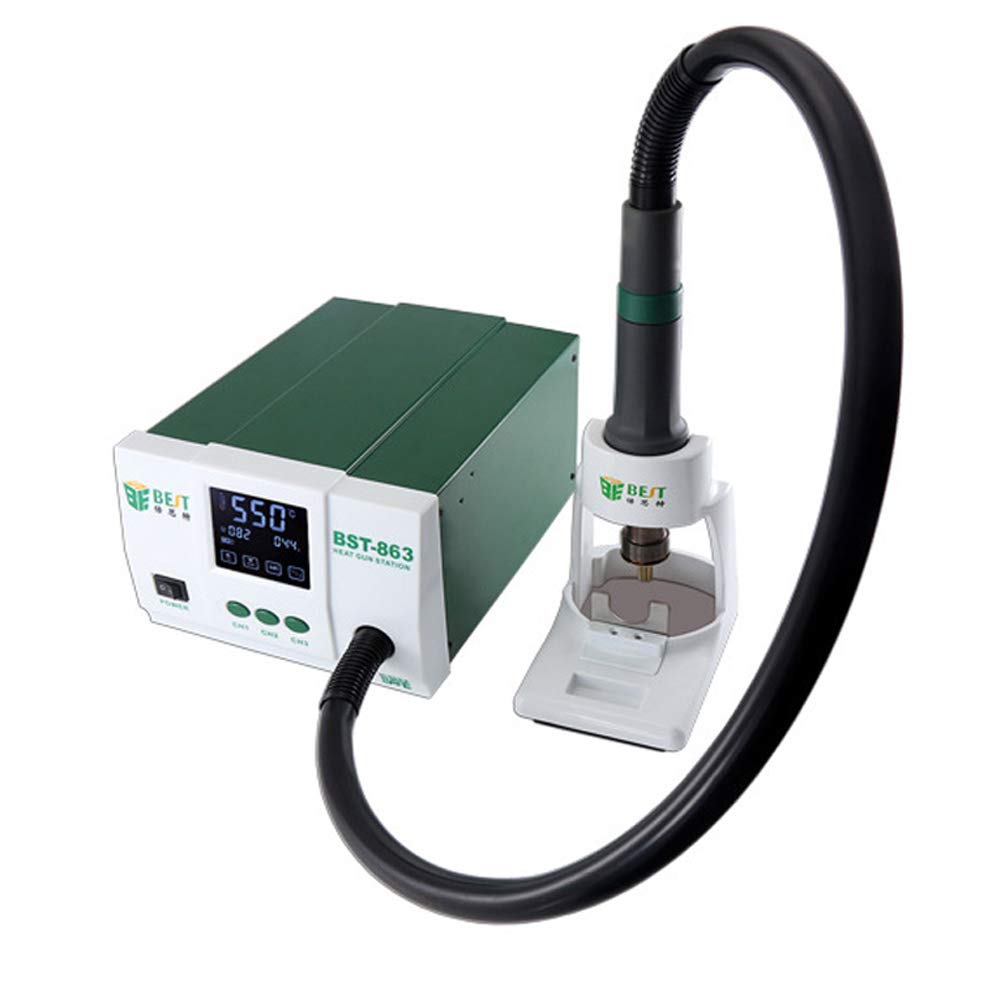 BST-863 Professional Desoldering Station with Smart Touch Screen & LCD Display - 1200W 110V Lead-Free Soldering Tool for Electronics Repair - Ideal for PCB Maintenance, DIY Projects, and Industrial Use - GOLDEN BLUE