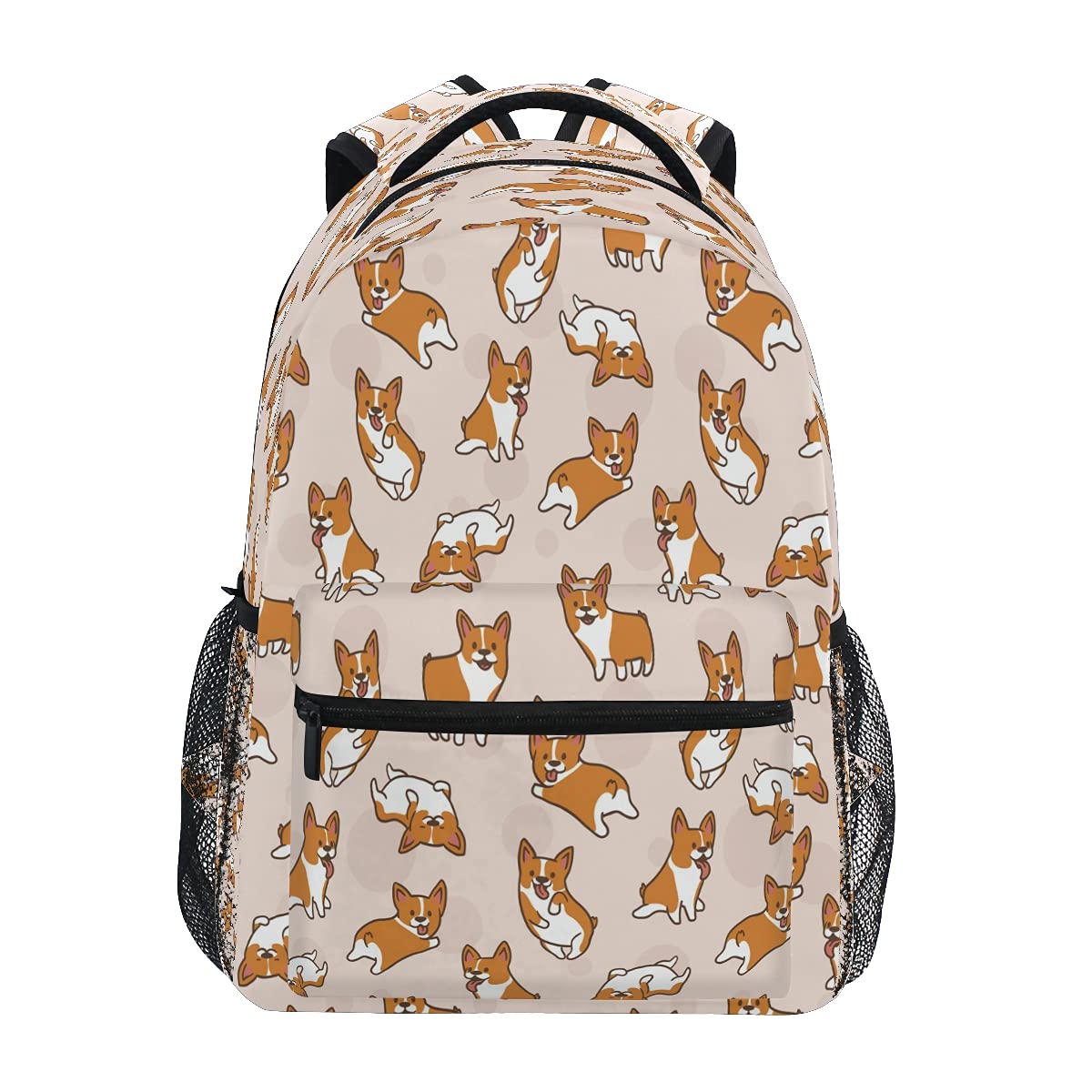 ATTX Cartoon Corgis Pattern Backpack - Water Resistant Unisex Daypack for Women, Men, Boys & Girls - Perfect for School, Travel & Casual Use