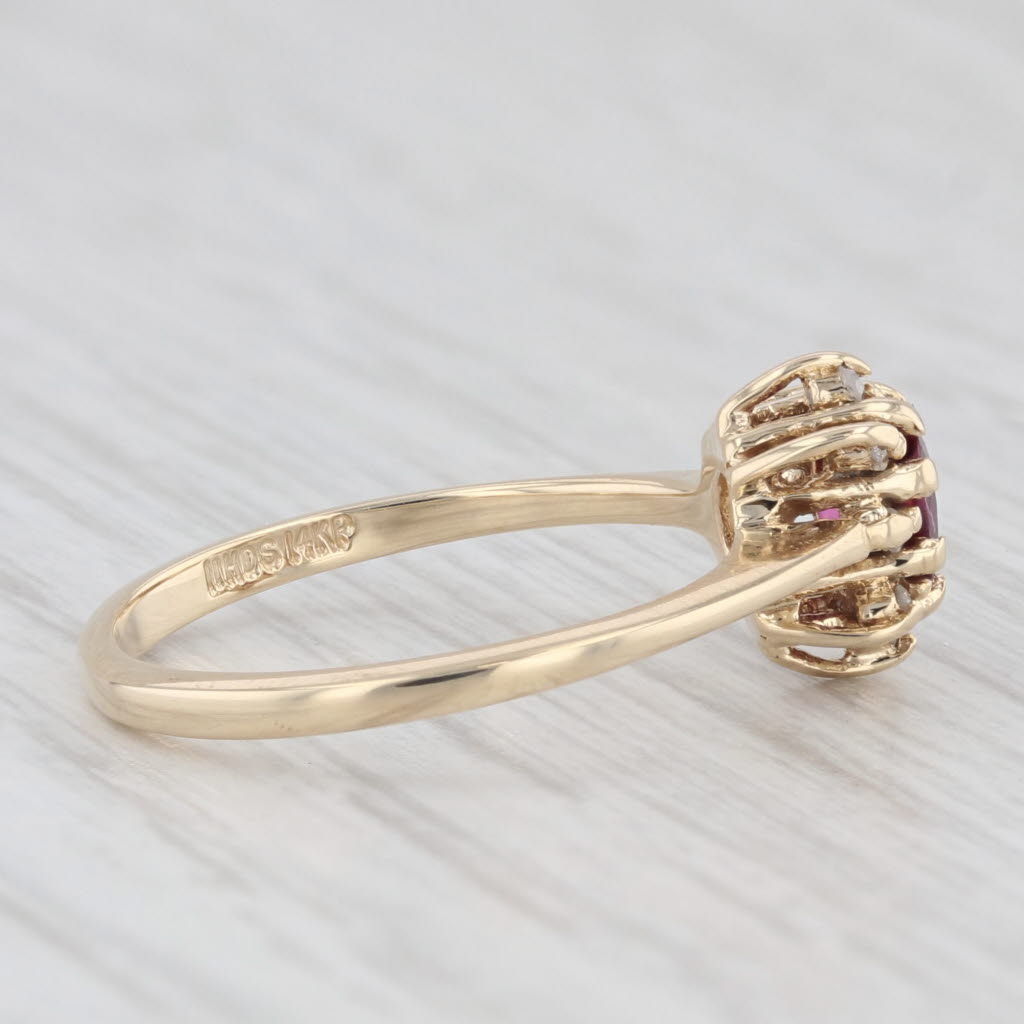 0.38ctw Natural Ruby & Diamond Halo Engagement Ring in 14k Yellow Gold, Size 5.75 - Perfect for Valentine's Day, Anniversary & Proposal Gifts