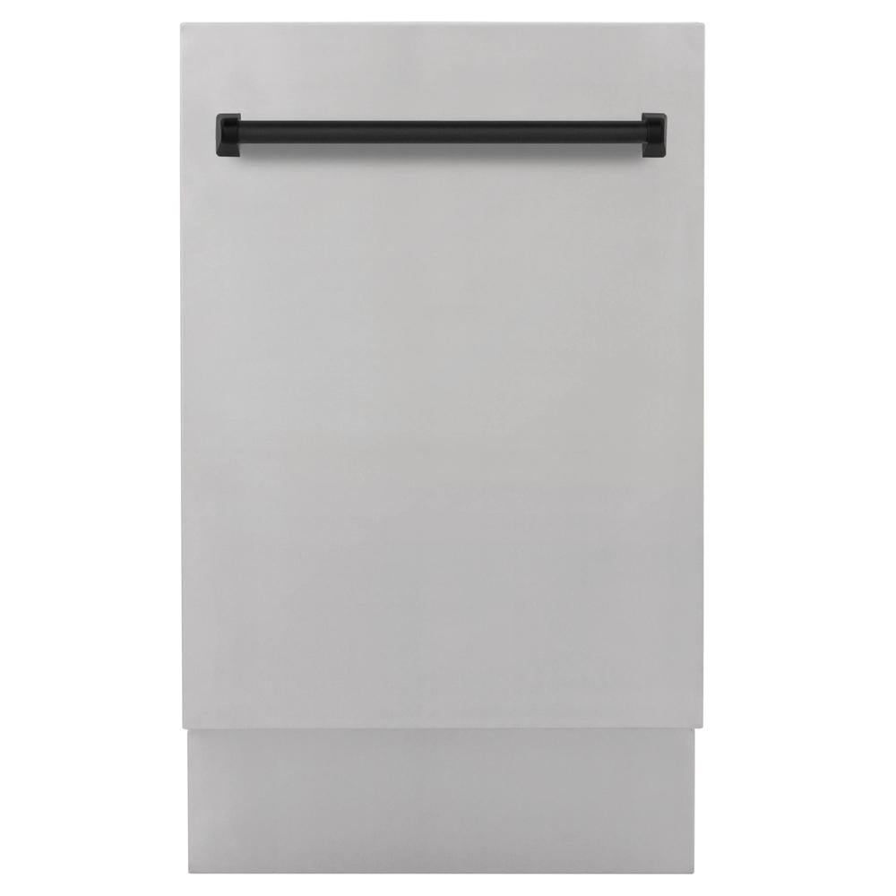 ZLINE Autograph Edition 18-inch Compact 3rd Rack Top Control Dishwasher - Stainless Steel with Matte Black Handle, 51dBa Ultra Quiet (DWVZ 304 18 MB) - Perfect for Small Kitchens, Apartments and RV Living