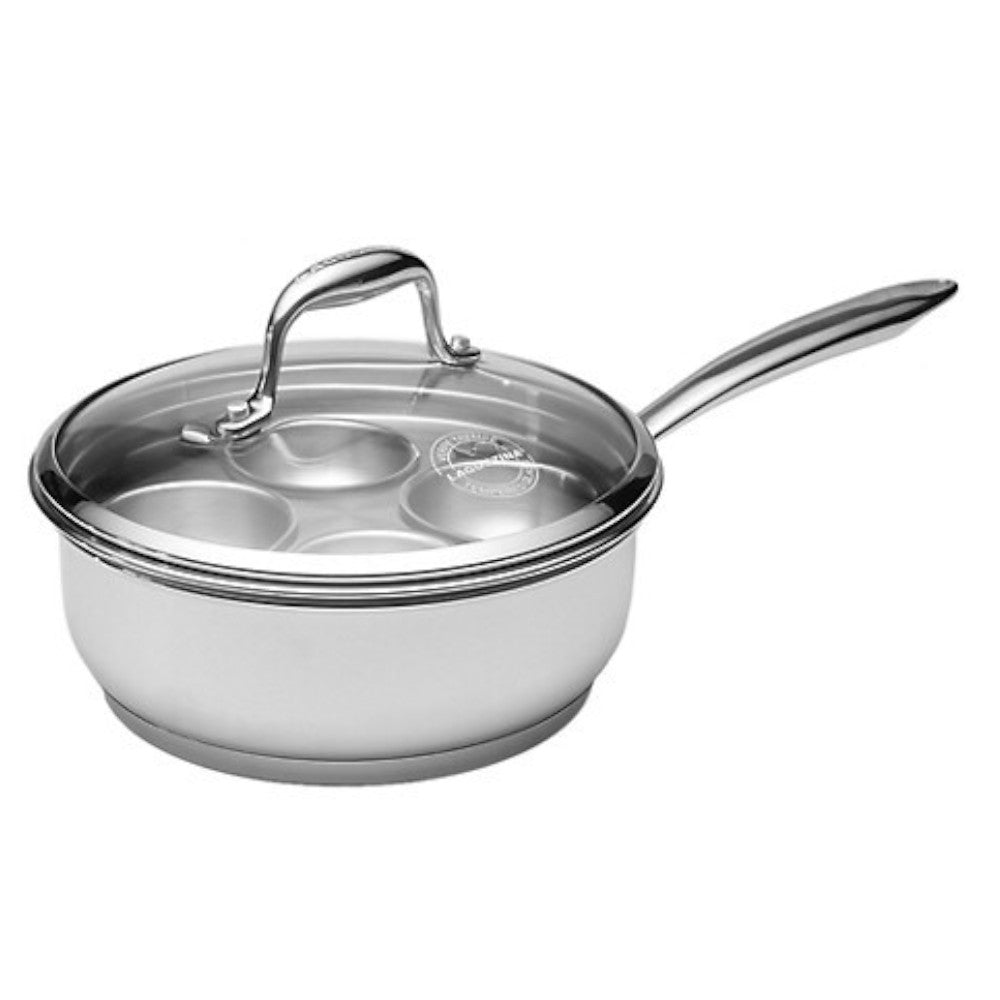 LAGOSTINA L853040920 Ambiente Collection 20cm 2L Stainless Steel Saucepan with Egg Poacher Insert - Perfect for Cooking Sauces, Soups and Poached Eggs at Home