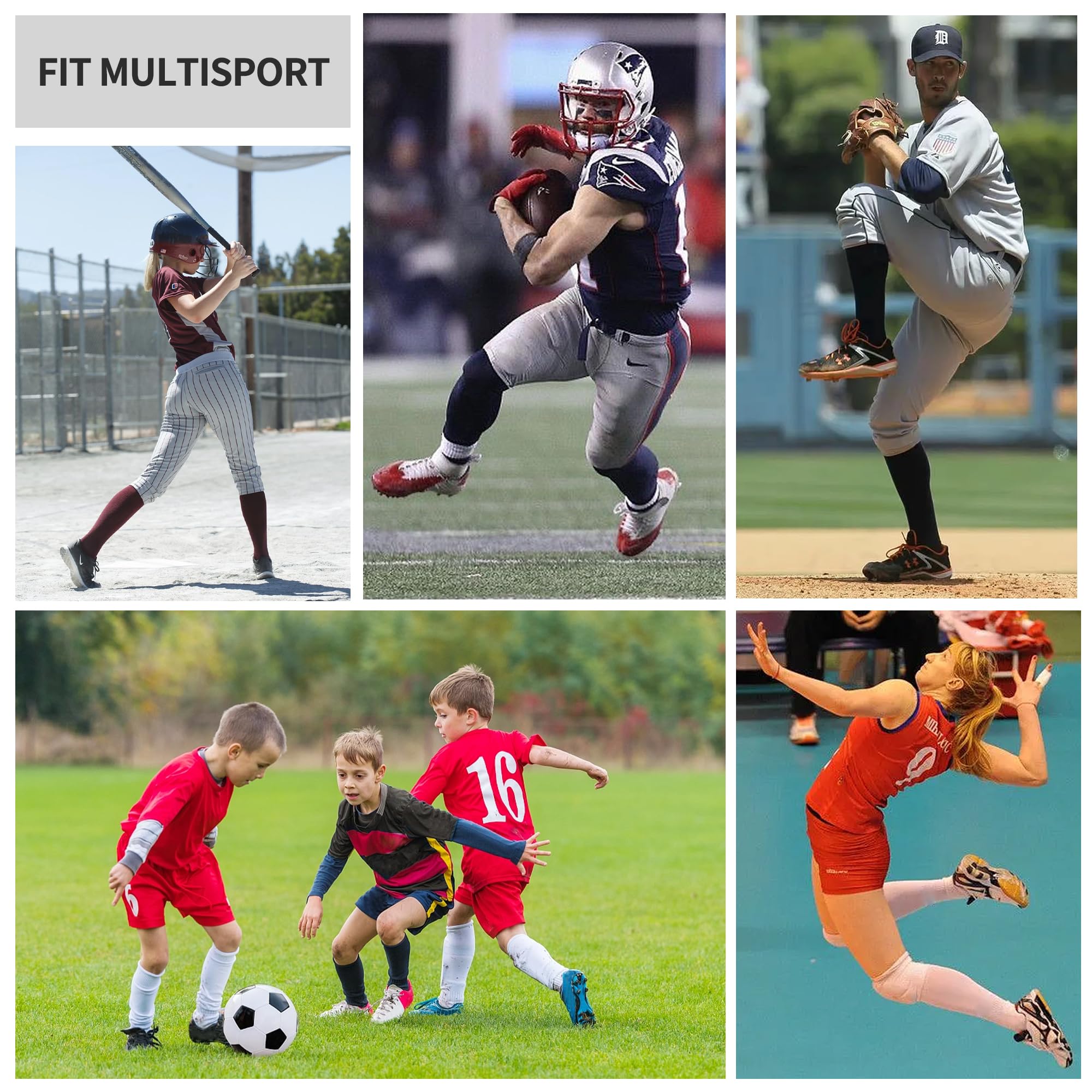 GRAPMKTG 3 Pairs Soccer Football Socks - Breathable Athletic Socks for Youth, Men & Women - Perfect for Baseball, Softball, Running & Sports Training