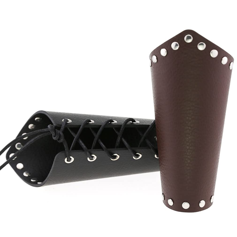 Unisex Faux Leather Gauntlet Wristband - Punk Gothic Bracelet with Lace Up Design, Wide Arm Armor Cuff for Men & Women | Perfect for Cosplay, Halloween, Rock Concerts and Gothic Fashion