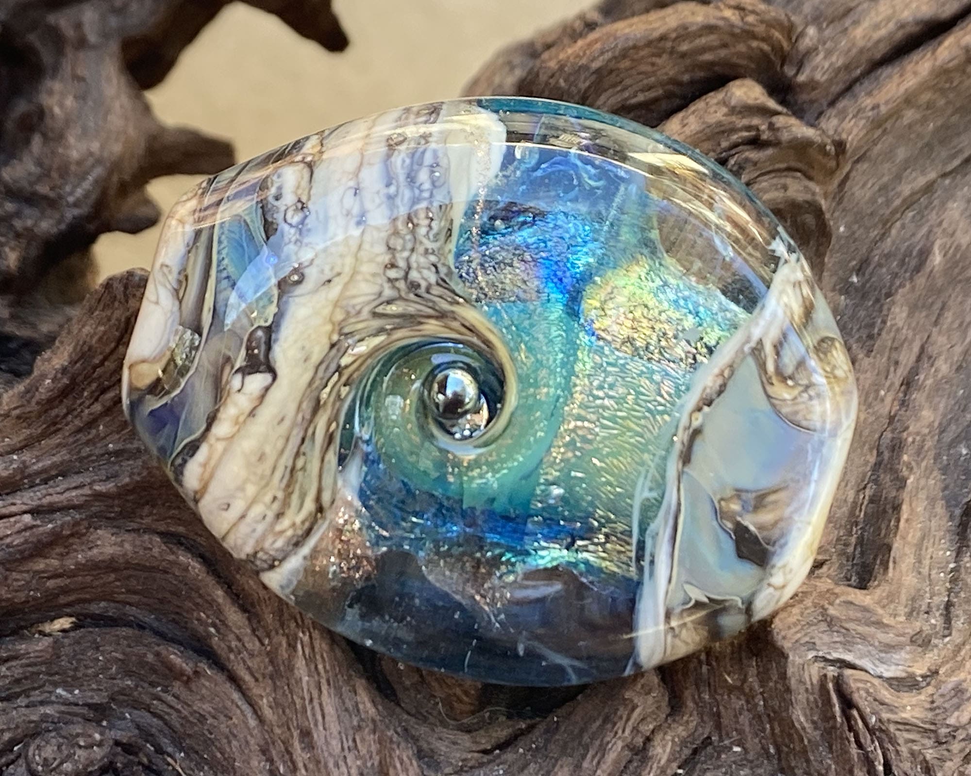 Handmade Aqua Blue Organic Lampwork Glass Focal Bead for Jewelry Making - Perfect for Necklaces, Bracelets, and DIY Craft Projects
