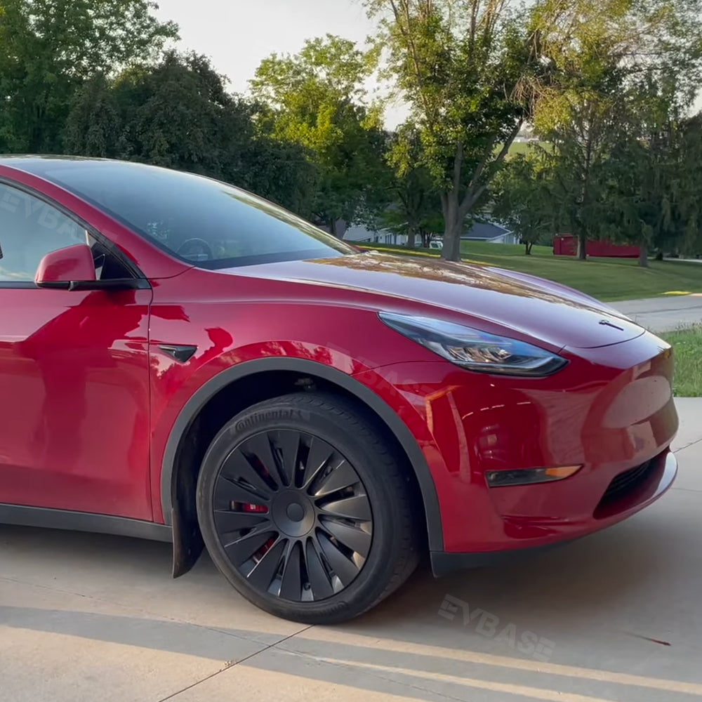Tesla Model Y 19 Inch Gemini Wheel Covers (4-Piece Set) - Sleek Matte Black Induction Style Hub Caps - Perfect for Protection & Aesthetic Upgrade on Model Y 2017-2023