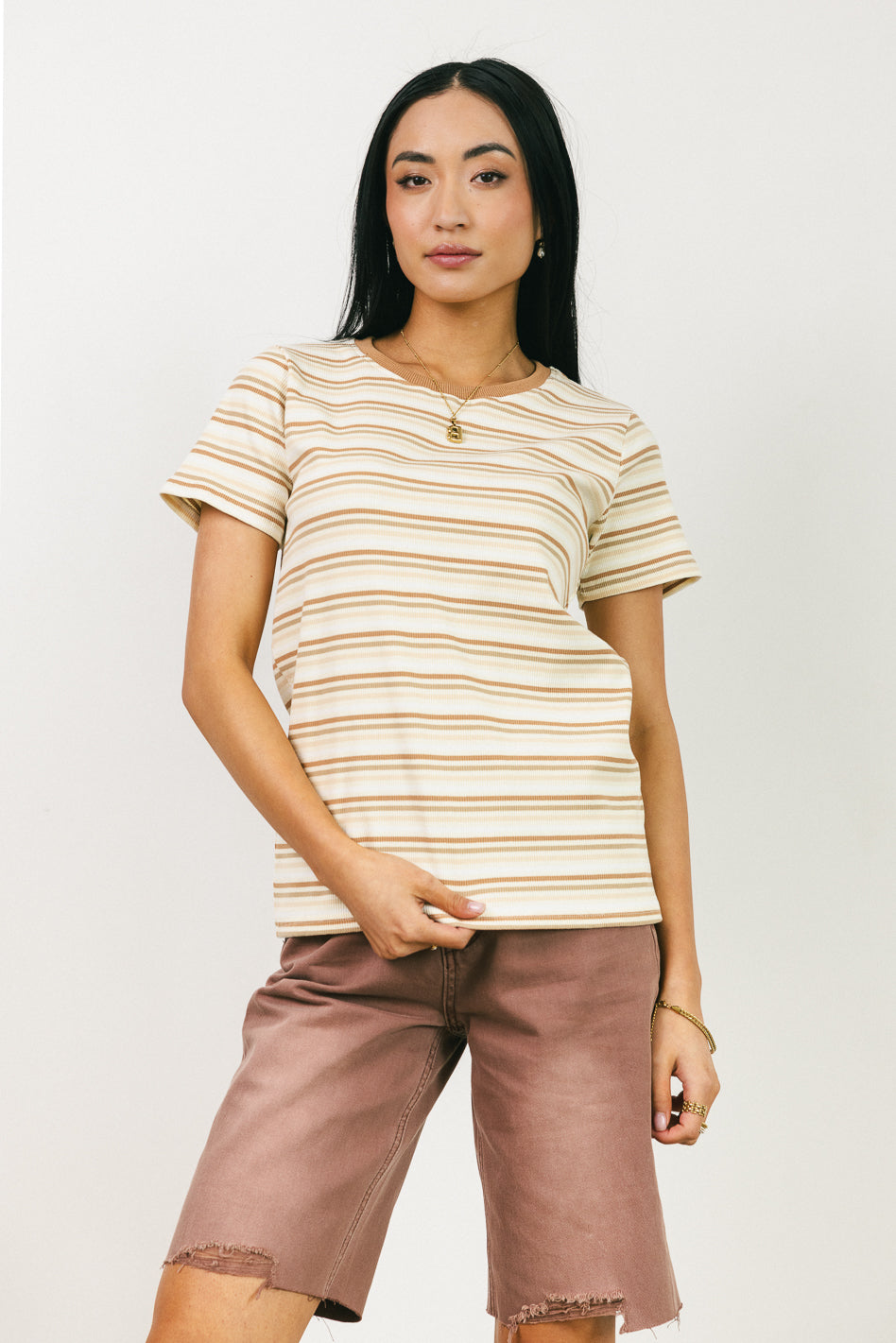 Astrid Striped Women's T-Shirt - Soft Cotton Casual Tee for Everyday Wear | Perfect for Summer Outfits, Layering & Weekend Outings