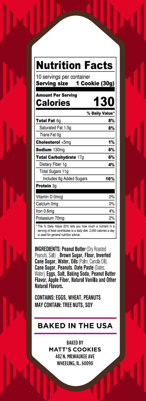 Matt's Bakery Soft-Baked Peanut Butter Cookies - All Natural, Non-GMO, Gluten-Free Snacks (10.5oz Pack) | Perfect for Lunchboxes, Office Snacks & Afternoon Tea Treats
