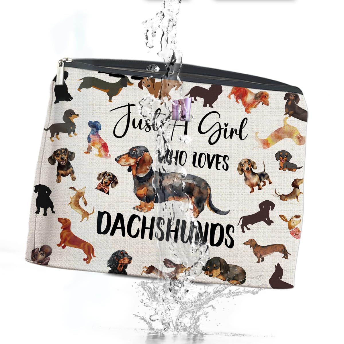 Cute Dachshund Makeup Bag for Women - Wiener Dog Themed Cosmetic Travel Organizer & Toiletry Pouch - Perfect Gift for Dog Lovers - Ideal for Travel, Gym, and Daily Beauty Essentials