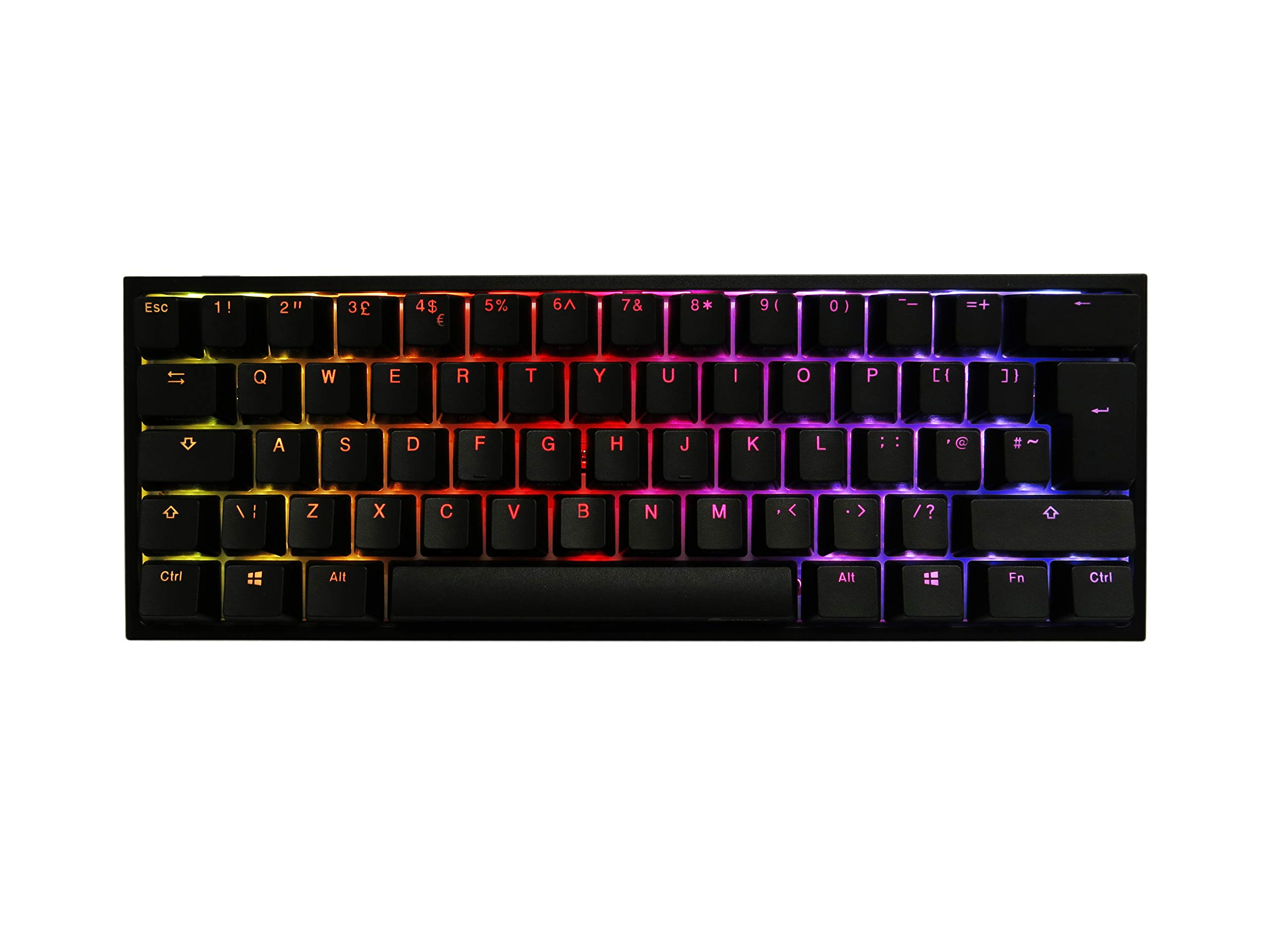 Ducky One 2 Mini 60% RGB Mechanical Gaming Keyboard - Cherry MX Brown Switches, Customizable Backlit for PC & Mac | Perfect for Esports, Typing & Office Work