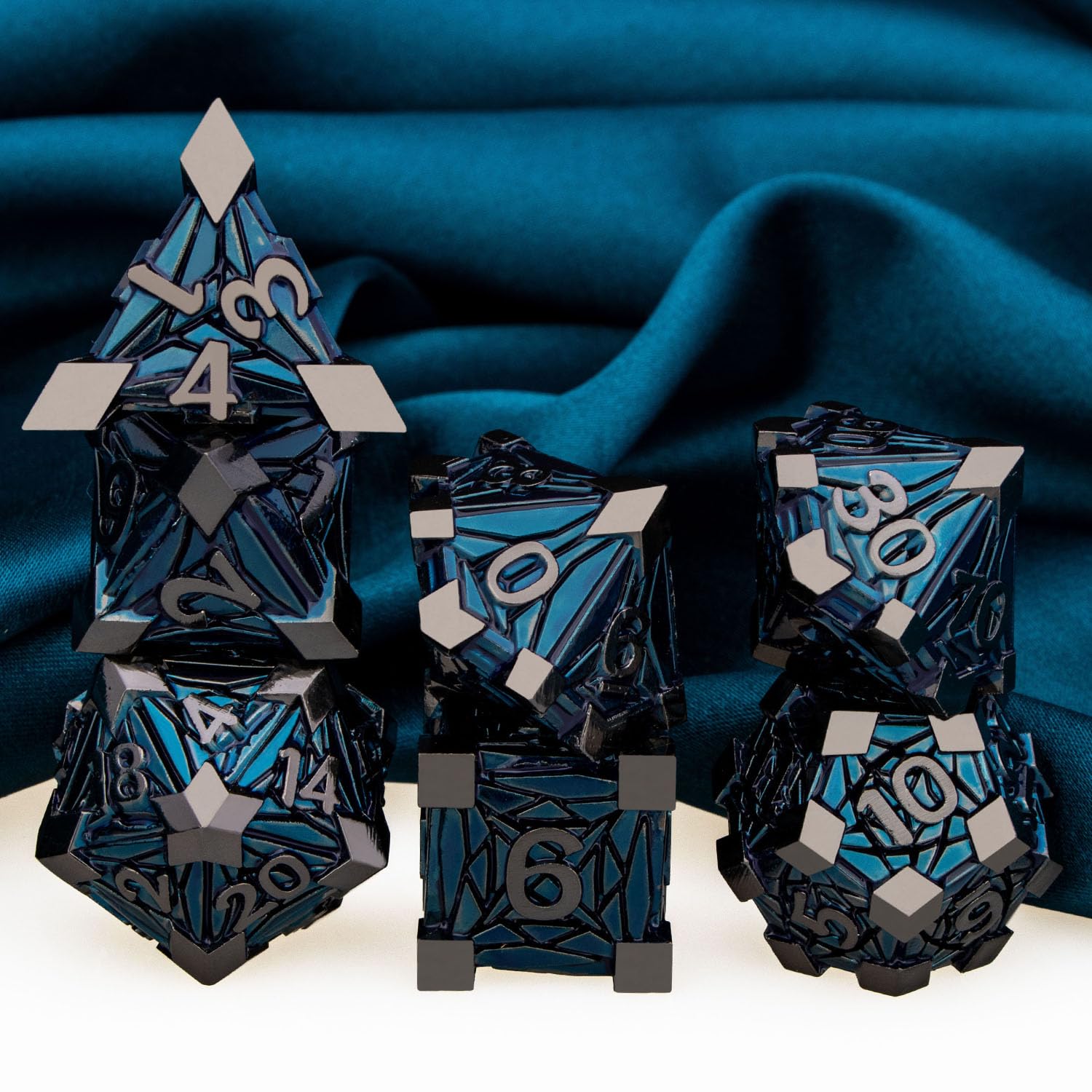 Premium ARUOHHA DND Metal Dice Set - 7-Piece Polyhedral RPG Dice (D20, D12, D10, D8, D6, D4) with Gift Box - Black & Blue Dungeons & Dragons Accessories for Tabletop Gaming, D&D Campaigns & Role Playing Adventures