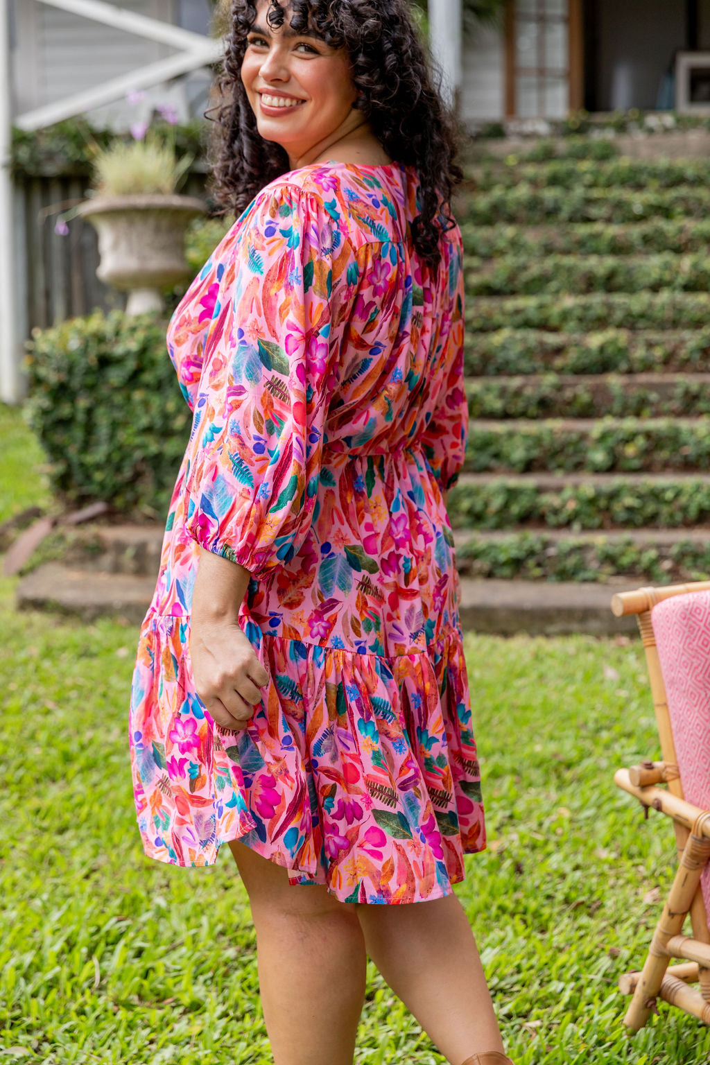 Kasey Rainbow Backyard Treasures Ziggy Dress - Floral Print Bohemian Maxi Dress for Women | Perfect for Beach Vacations, Summer Parties & Boho Fashion