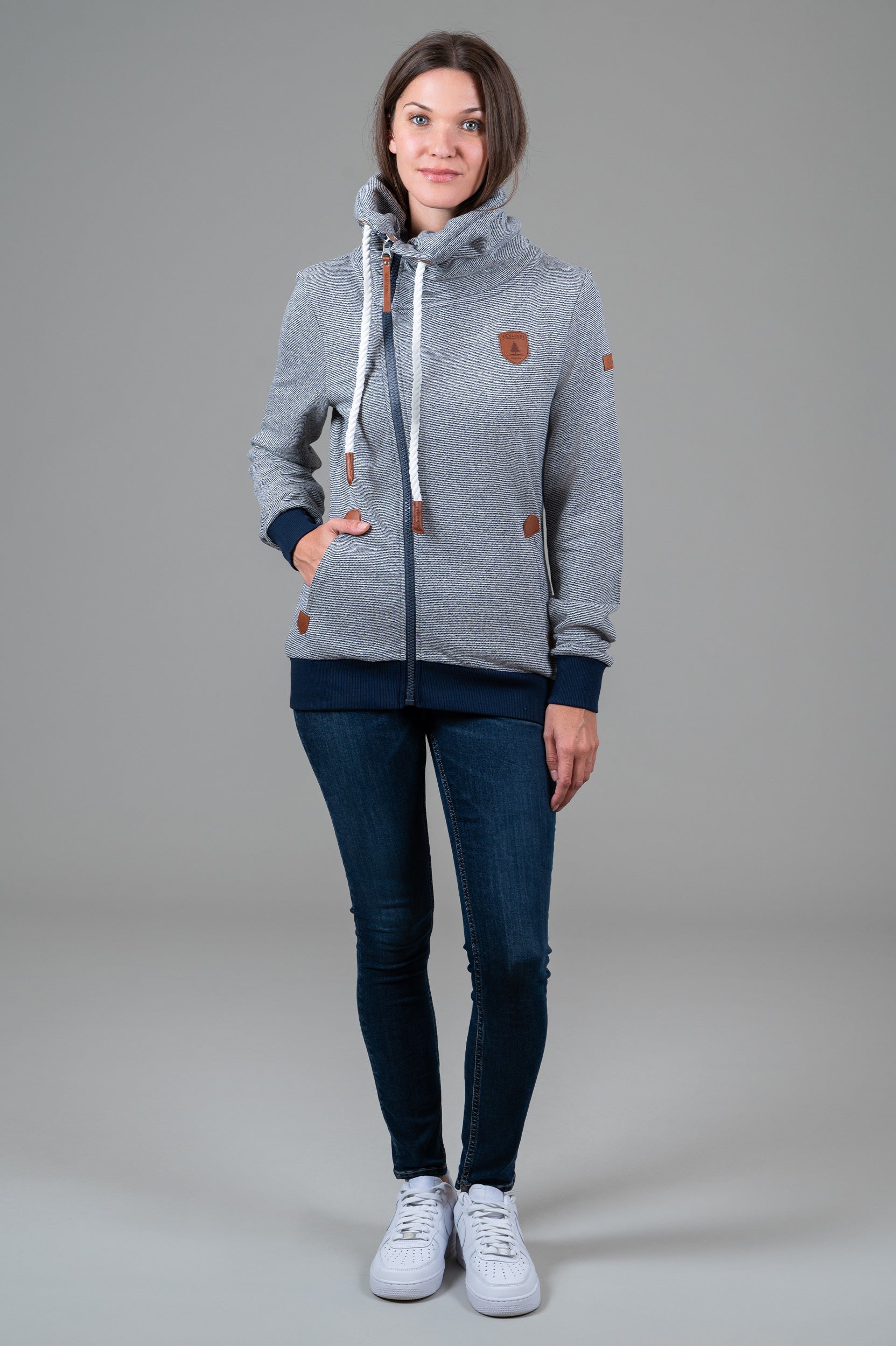 Coco Navy Microstripe Sweatshirt for Women - Soft Cotton Pullover with Stylish Stripes | Perfect for Casual Wear, Layering & Cozy Outfits