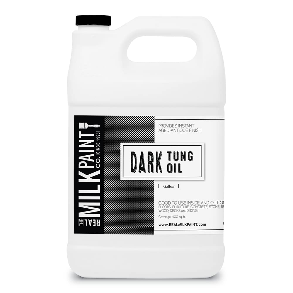 Premium Real Milk Paint & Dark Tung Oil for Wood Finishing - 1 Gallon | Food Safe, Waterproof Wood Stain for Cutting Boards, Butcher Blocks, Outdoor Furniture & Wood Flooring | Ideal for DIY Projects & Professional Woodworking