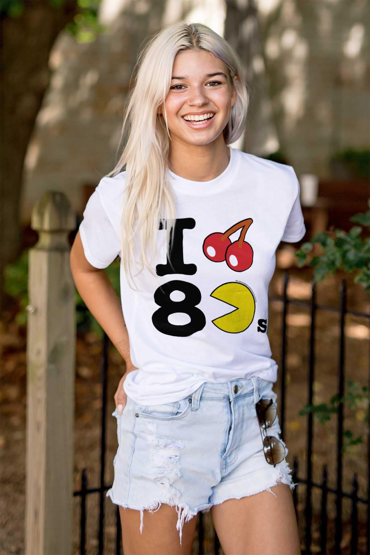 Pacman I Love The 80s Retro Cherry Fruit Graphic T-Shirt for Men & Women - Vintage Gaming Tee for Casual Wear & 80s Theme Parties