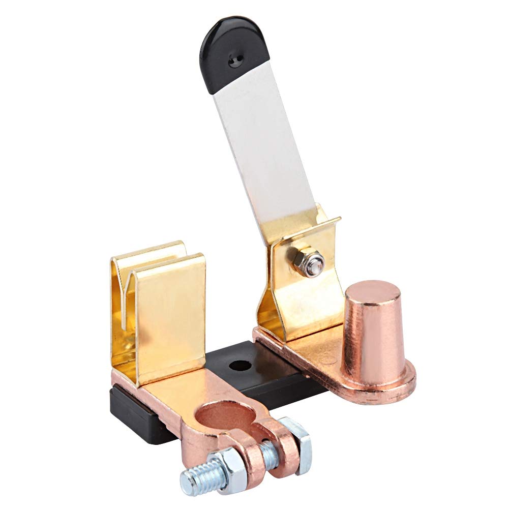 Brass Negative Battery Disconnect Cut Off Switch - 12V Master Car Battery Power Isolator with Vertical Knife Switch | Perfect for Vehicle Storage, Marine Batteries & RV Power Safety Cutoff
