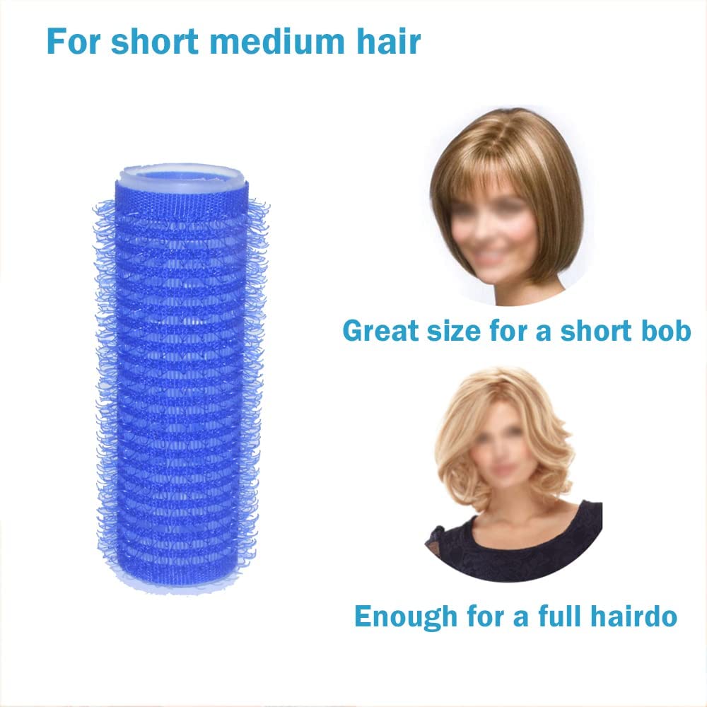 APOEM 6PCS Heatless Hair Rollers for Medium & Short Hair - No Heat Curling Set for Bangs & Natural Waves (Blue & Light Blue) | Perfect for Overnight Styling & Damage-Free Curls