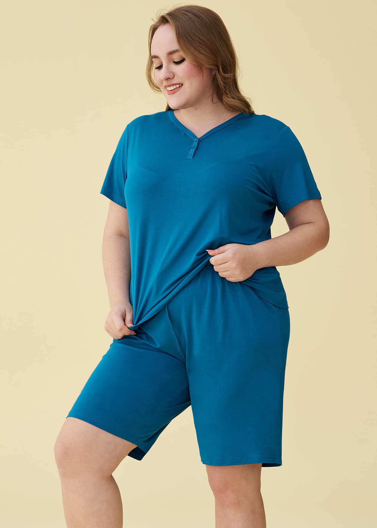 Latuza Women's Viscose Bermuda Shorts Pajama Set - Soft & Breathable Sleepwear for Summer Nights, Lounge Wear for Women, Perfect for Home Relaxation & Vacation Comfort