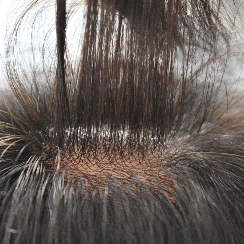 0.06-0.08mm Undetectable PU Skin V Loop Men's Toupee - 100% Human Hair Replacement System (Light-Medium Density, #530 Medium Light Brown with 30% Gray) - Natural Look for Daily Wear & Special Occasions