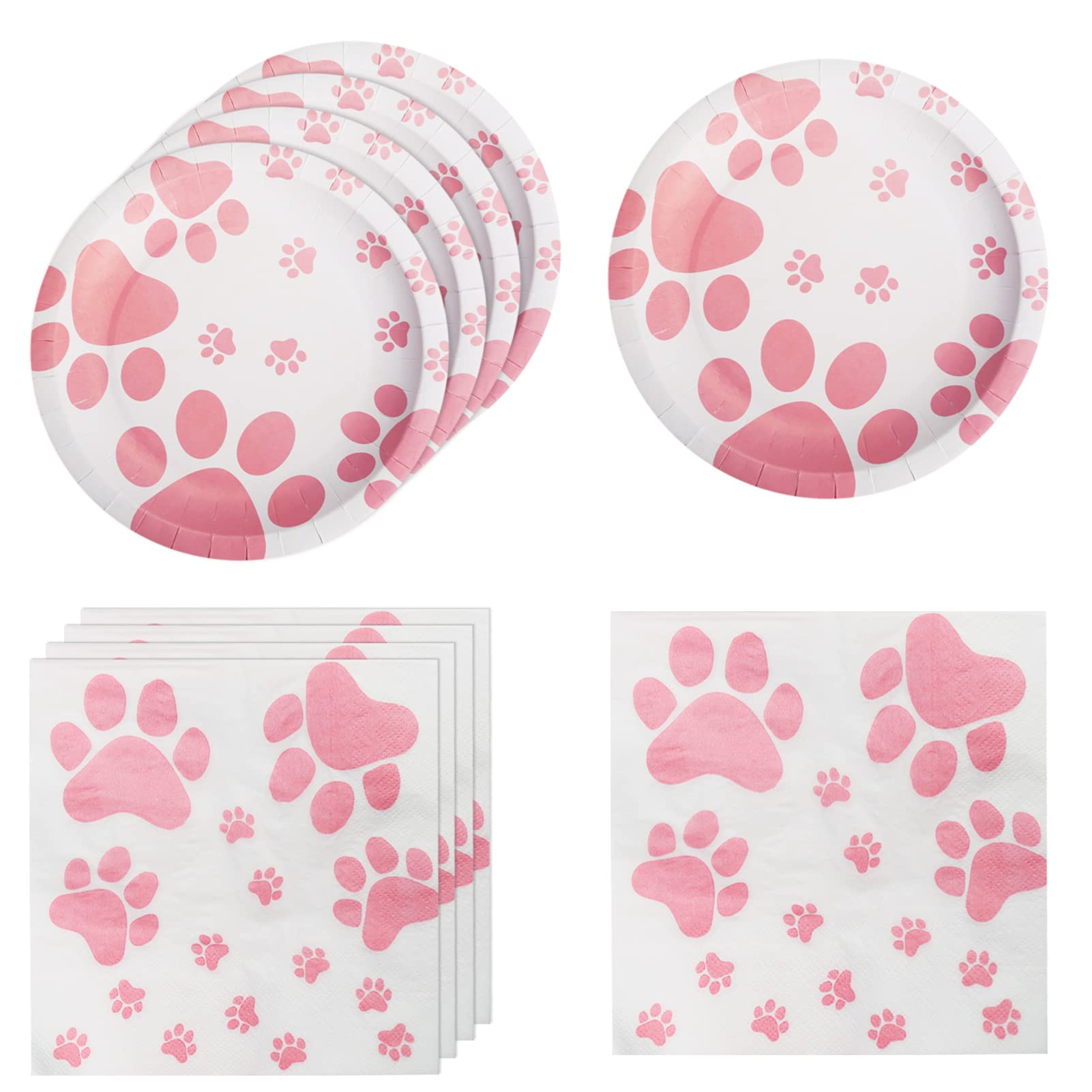 Dog Birthday Party Supplies - Paw Print Themed Paper Plates, Napkins & Decorations for Puppy Birthday Celebration | Perfect for Kids' Birthday Parties & Pet-Themed Events