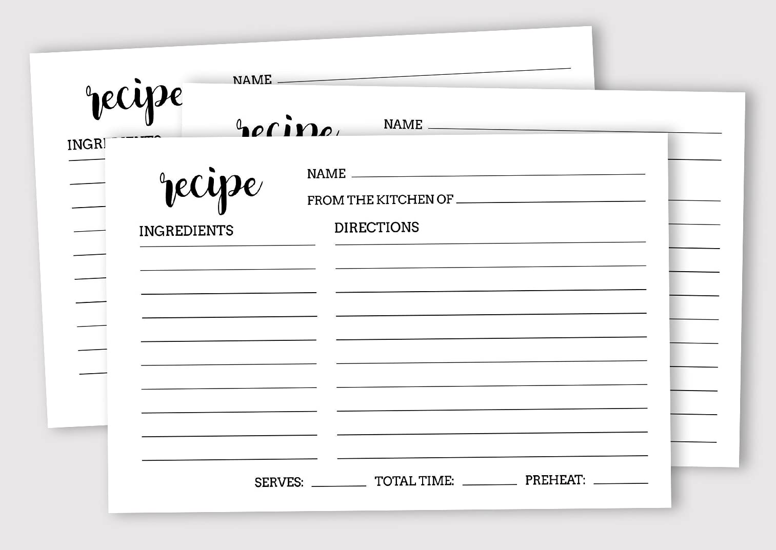 6x4 Inch White Single-Sided Recipe Cards - Classic Wedding, Bridal & Baby Shower Recipe Design (Pack of 50) - Perfect for Kitchen Organization, Gift Giving & Party Favors