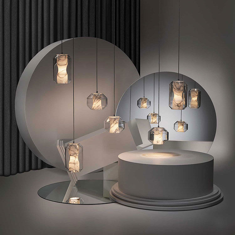 Elegant Marble Nox Pendant Light - Modern Hanging Lamp for Kitchen Island, Dining Room & Living Room Decor