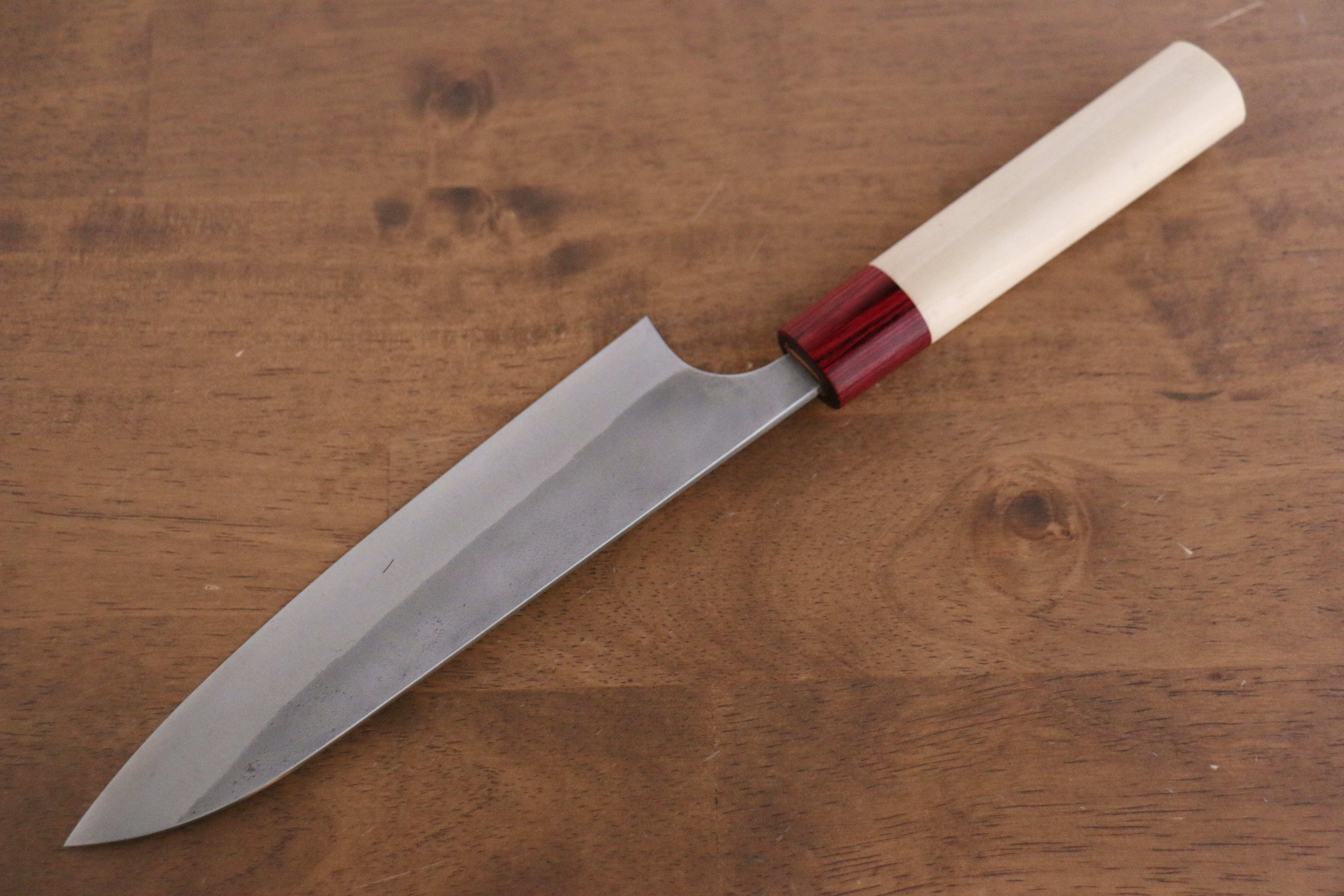 Masakage Yuki White Steel No.2 Nashiji Gyuto 180mm Japanese Chef Knife with Magnolia Handle - Perfect for Sushi, Meat Cutting & Professional Kitchen Use