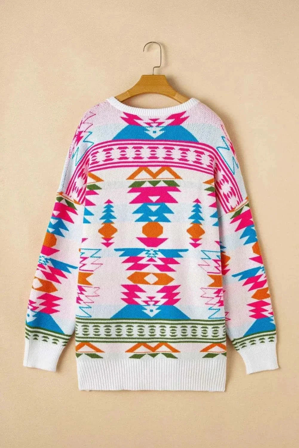 Stylish Geometric V-Neck Sweater for Women - Trendy Knit Pullover for Casual Outfits & Office Wear