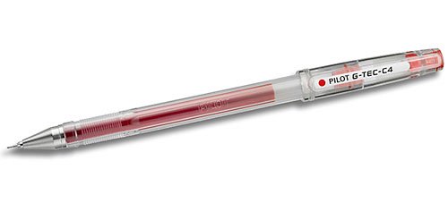 Pilot G-Tec-C Red 0.3mm Ultra Fine Point Gel Pen - P35490 - Perfect for Detailed Writing, Sketching & Bullet Journaling